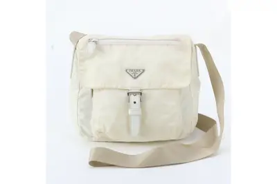 Tessuto Nylon Triangle Logo Leather Shoulder Bag