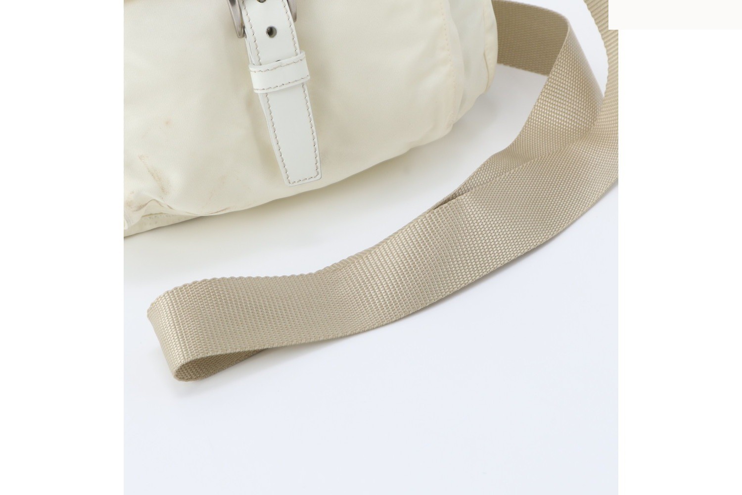 Tessuto Nylon Triangle Logo Leather Shoulder Bag — view 2