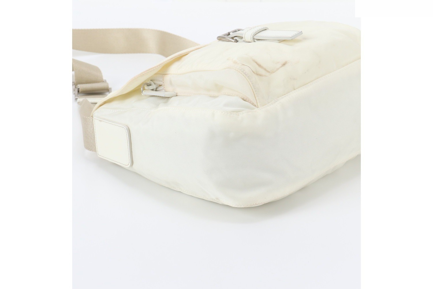 Tessuto Nylon Triangle Logo Leather Shoulder Bag — view 5