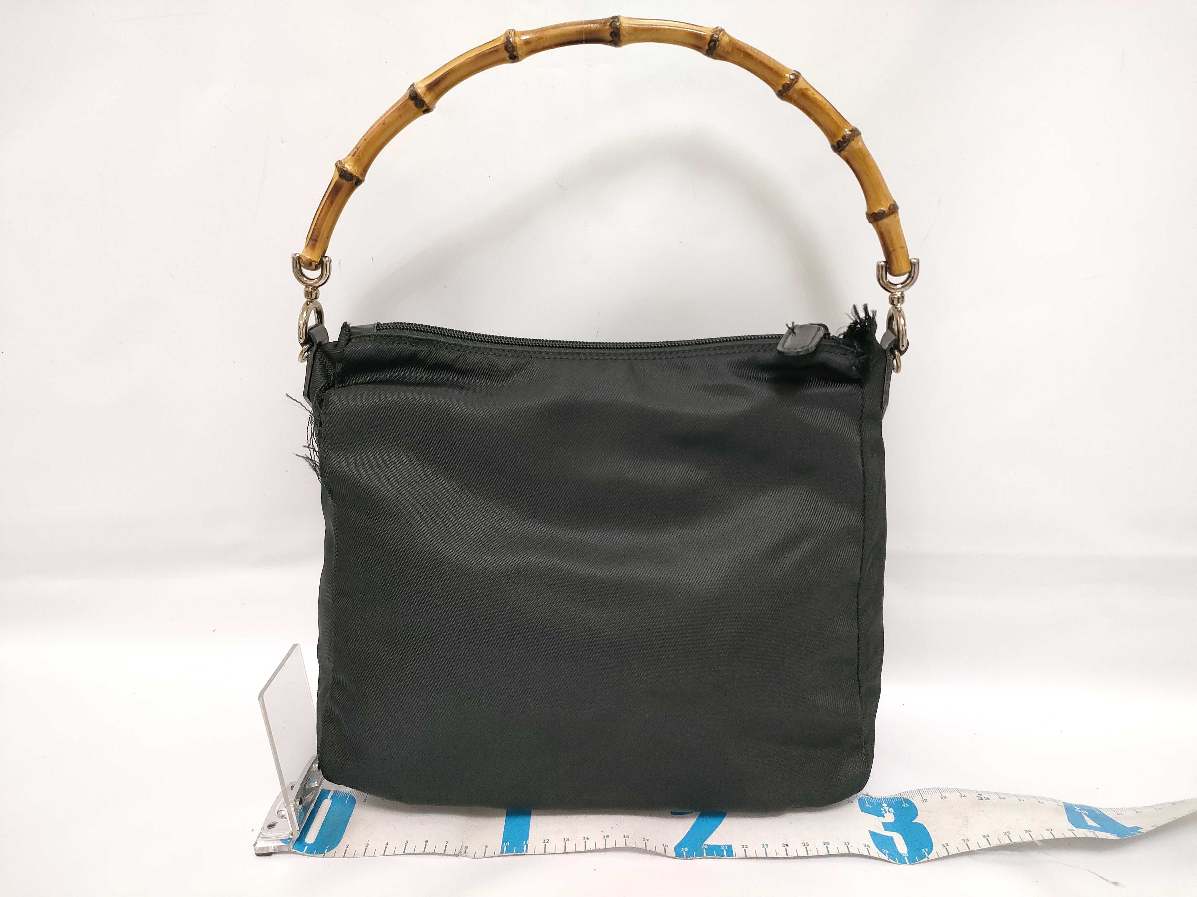 Bamboo Handle Nylon 2-Way Shoulder Bag Handbag — view 2