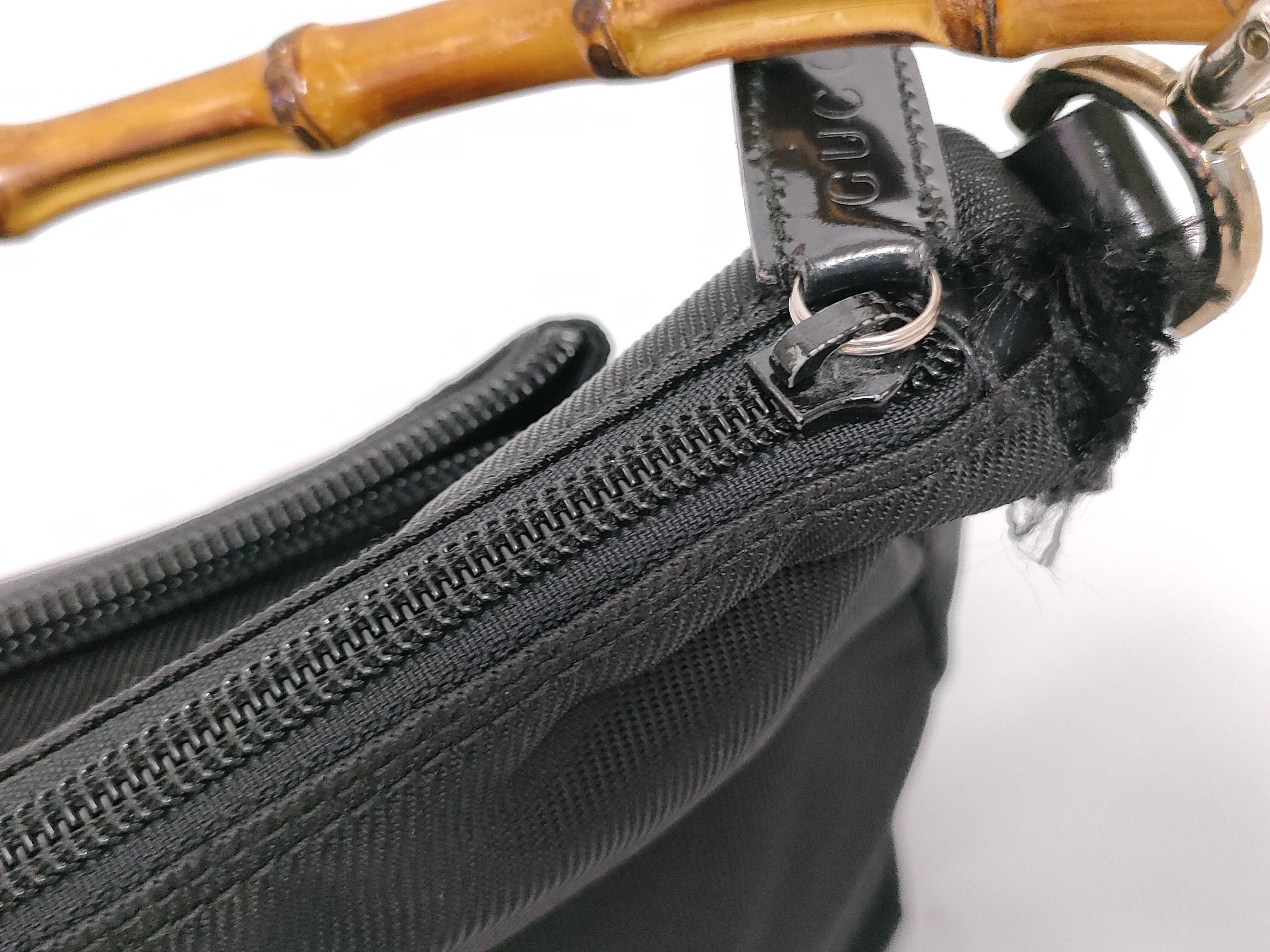 Bamboo Handle Nylon 2-Way Shoulder Bag Handbag — view 7
