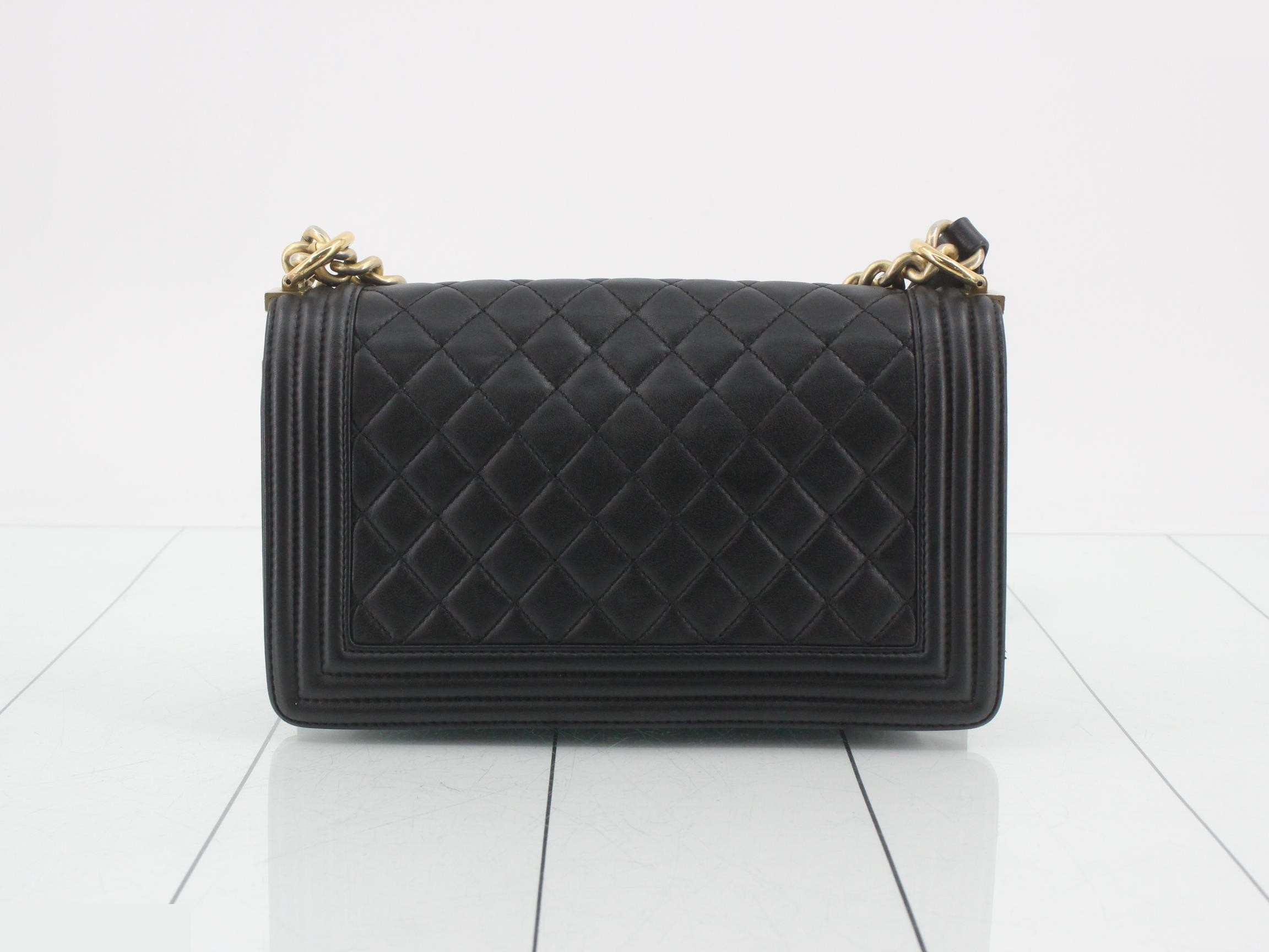 Boy Chanel Lambskin Black Chain Shoulder Bag (Serial Number 23) — view 2