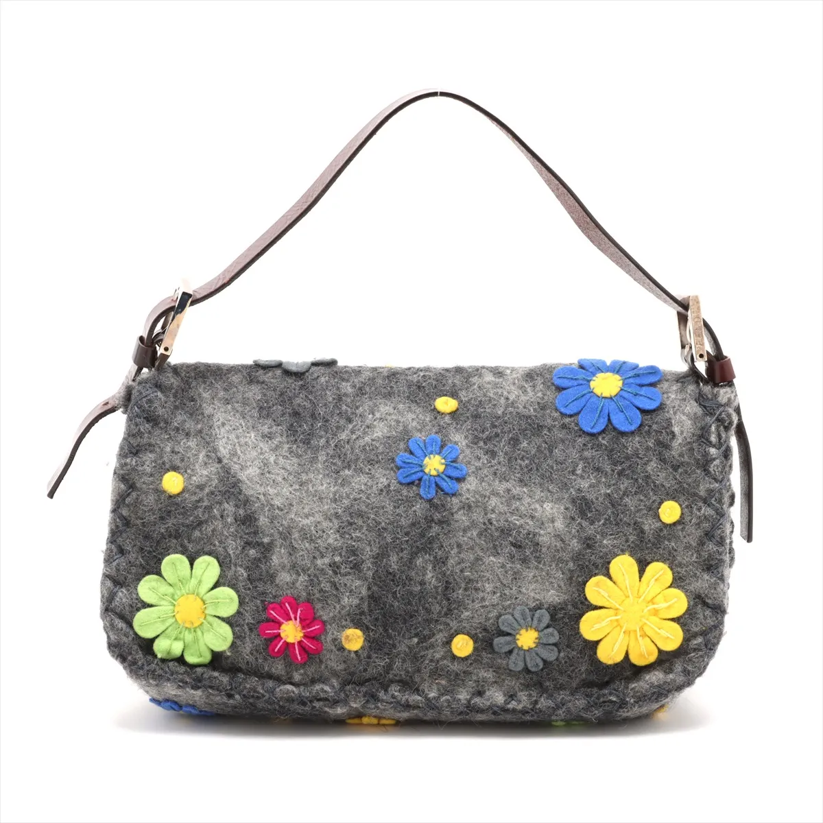 Mamma Bucket Felt x Leather Shoulder Bag Gray — view 2