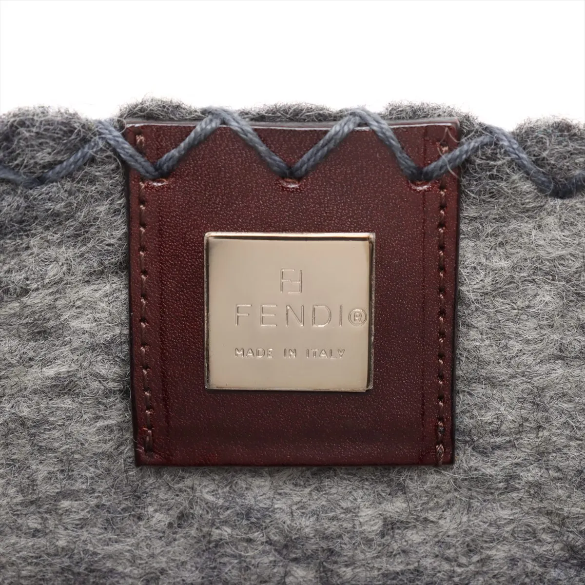 Mamma Bucket Felt x Leather Shoulder Bag Gray — view 8
