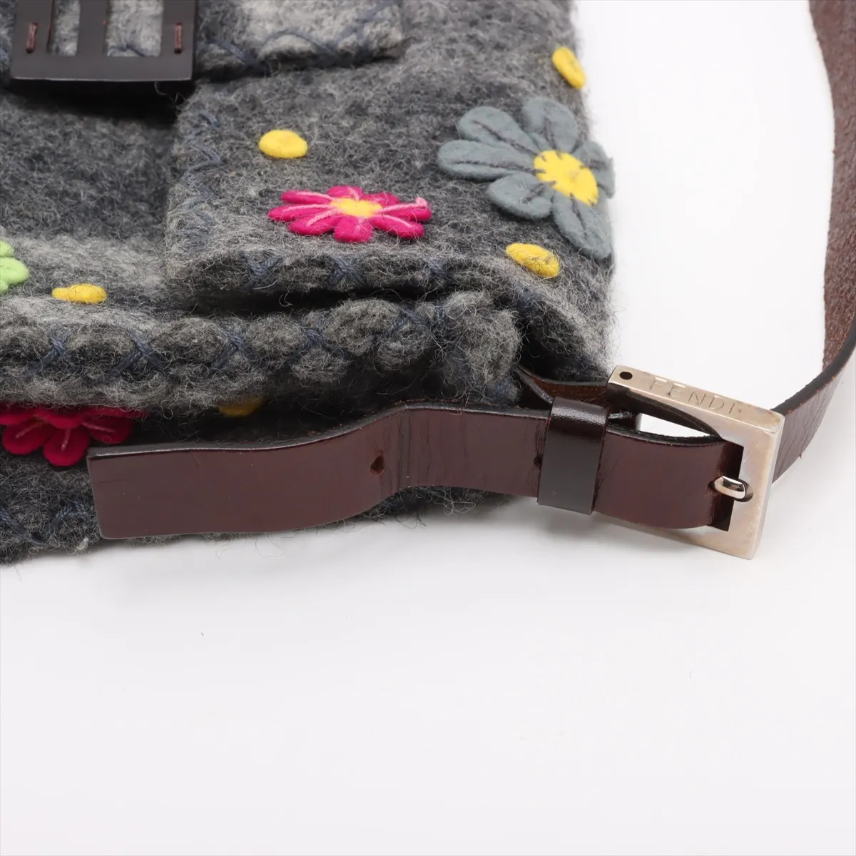 Mamma Bucket Felt x Leather Shoulder Bag Gray — view 10