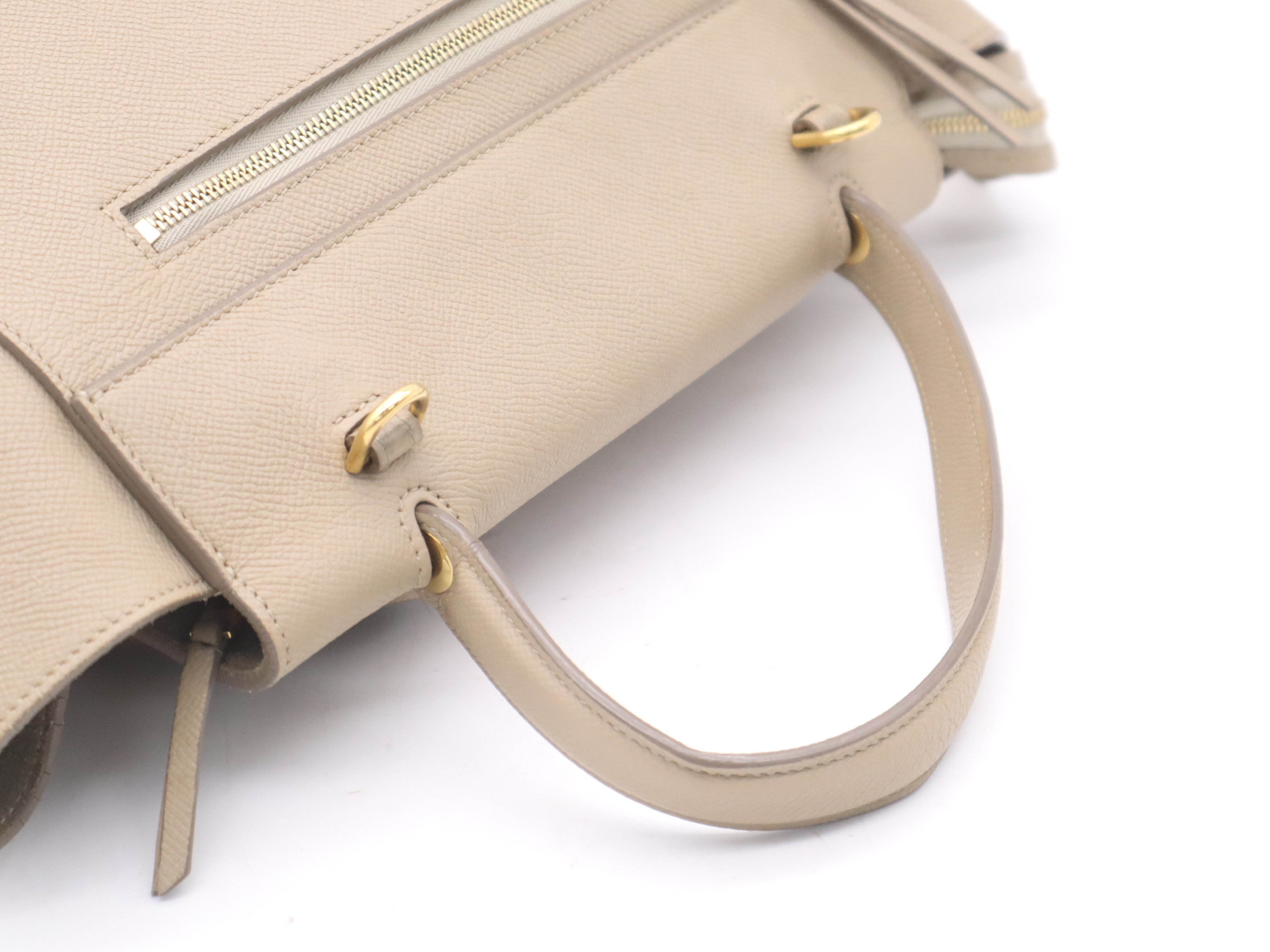Leather Belt Bag, Beige, with Shoulder Strap, Handbag — view 6