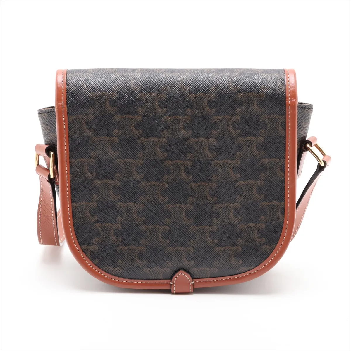 Triomphe Falco Medium PVC x Leather Shoulder Bag, Brown — view 2