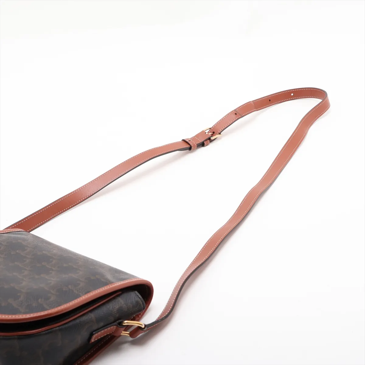 Triomphe Falco Medium PVC x Leather Shoulder Bag, Brown — view 5