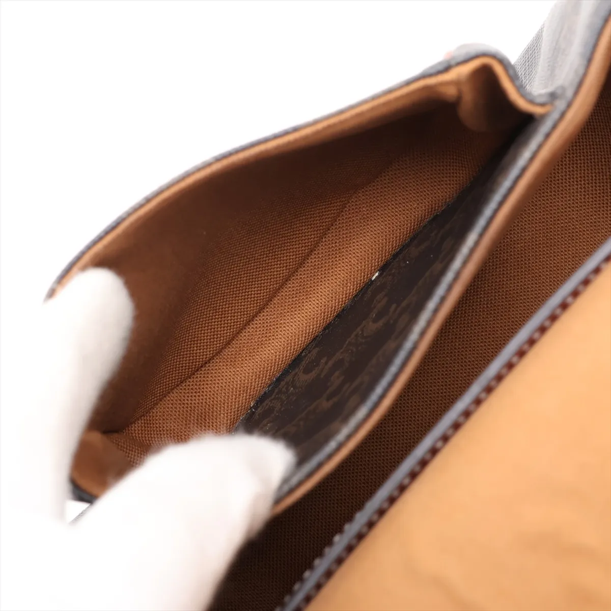 Triomphe Falco Medium PVC x Leather Shoulder Bag, Brown — view 7