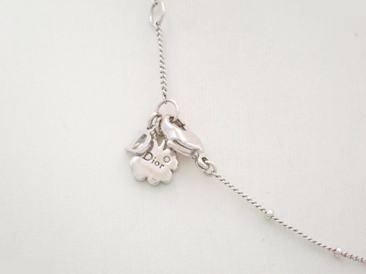 D Triple Heart Stone Double Chain Silver Necklace — view 2