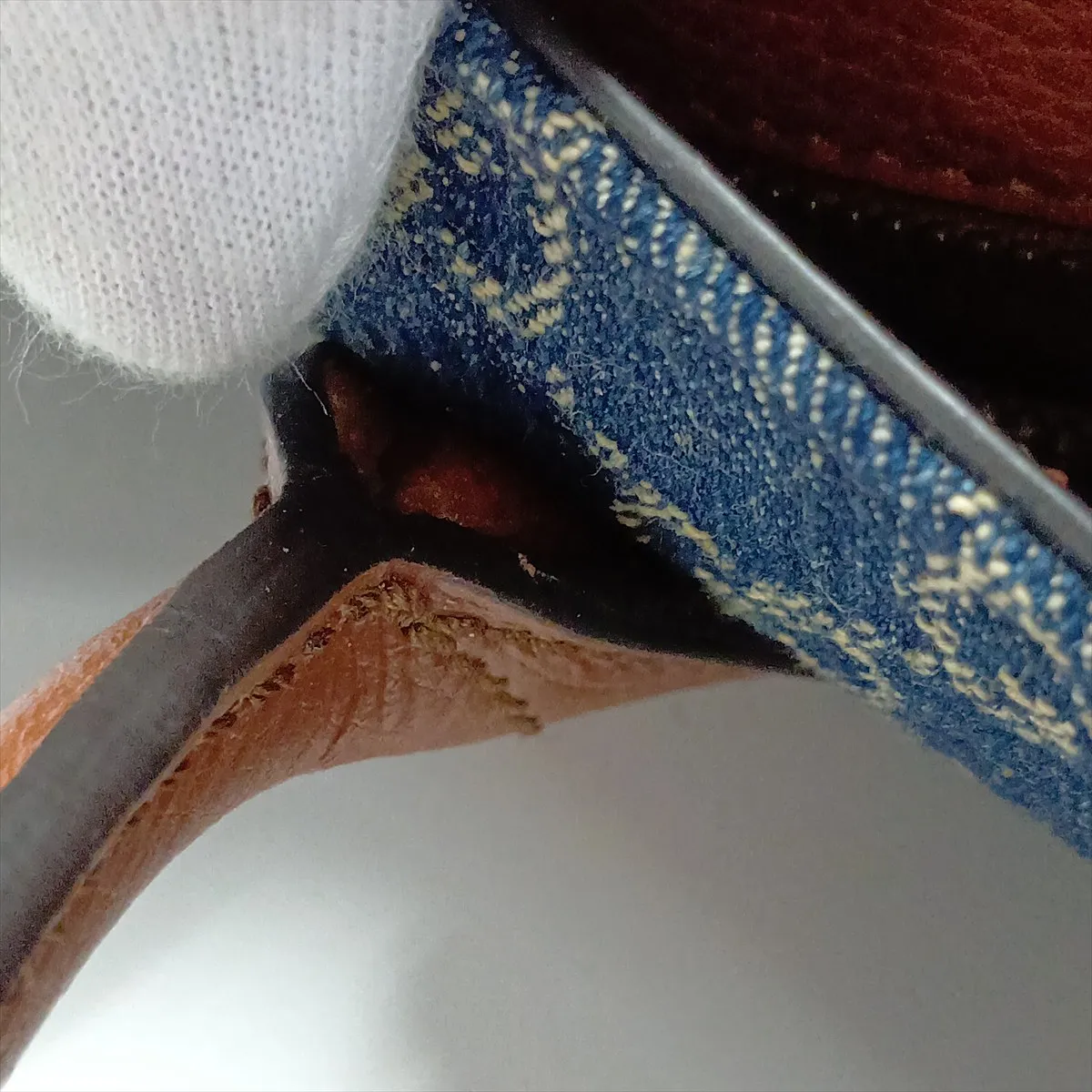 GG Denim 674155 Denim x Leather 2-Way Handbag Blue x Brown — view 11