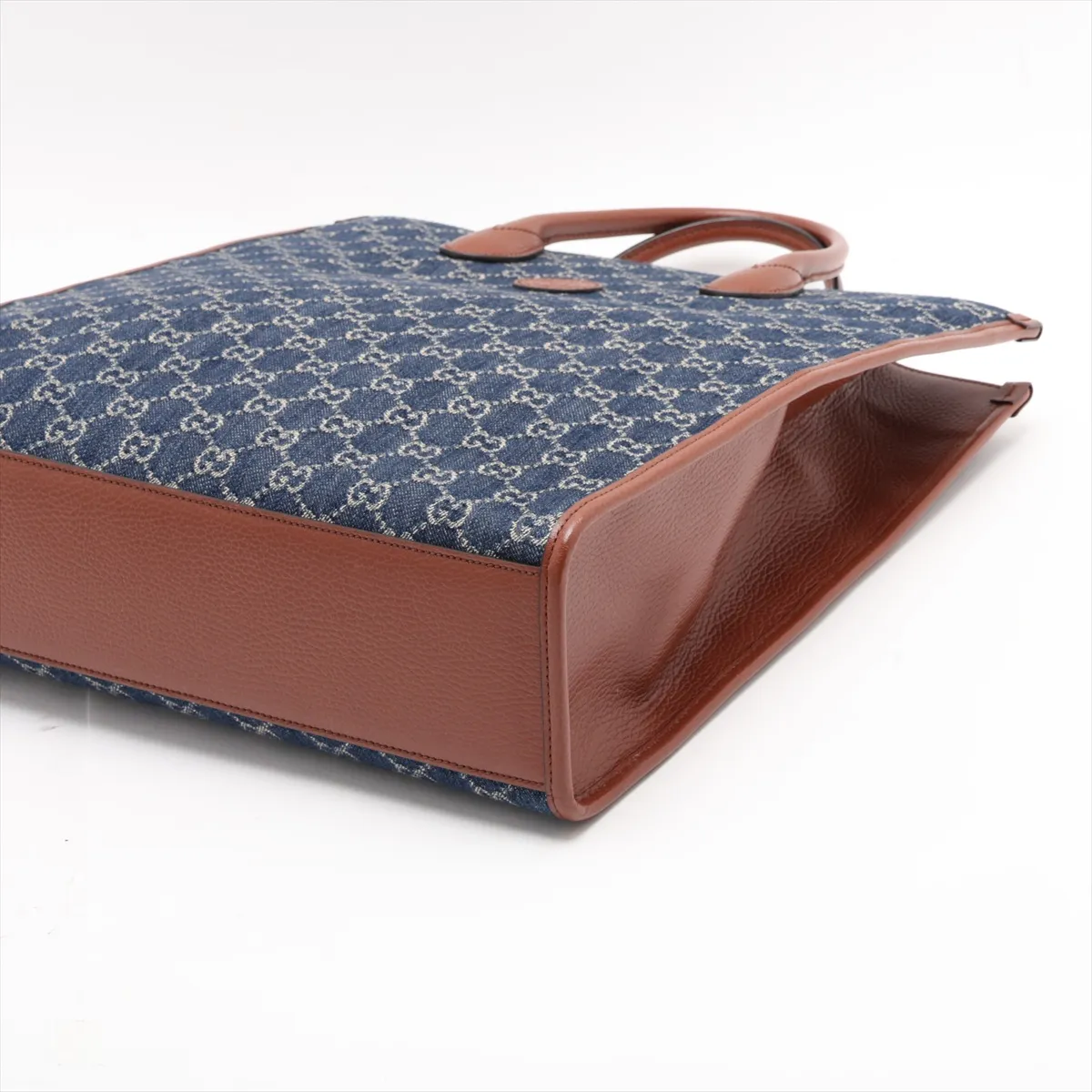 GG Denim 674155 Denim x Leather 2-Way Handbag Blue x Brown — view 3