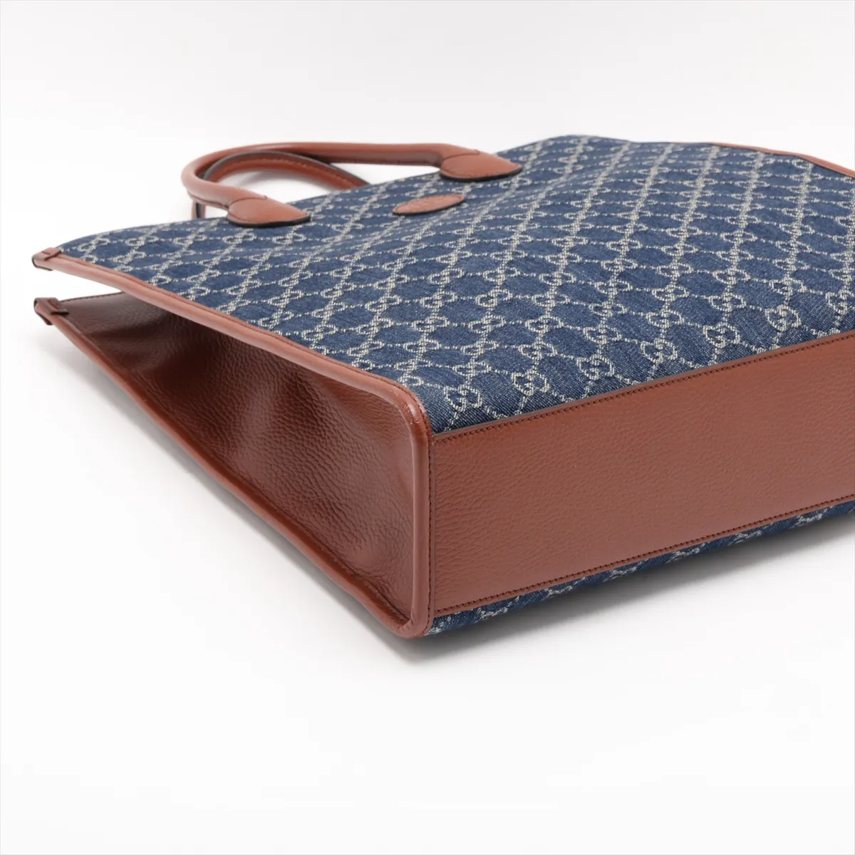 GG Denim 674155 Denim x Leather 2-Way Handbag Blue x Brown — view 4