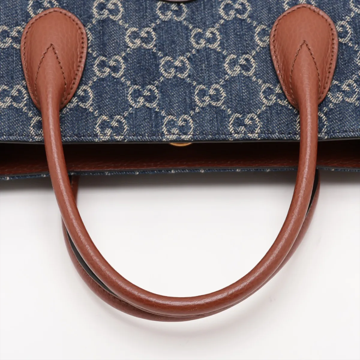 GG Denim 674155 Denim x Leather 2-Way Handbag Blue x Brown — view 5