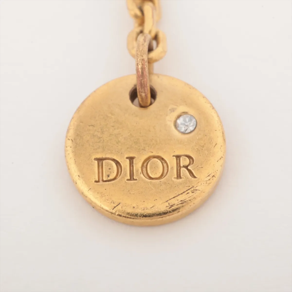 Petit CD bracelet, gold-plated with rhinestones. Shows signs of wear, including — view 5