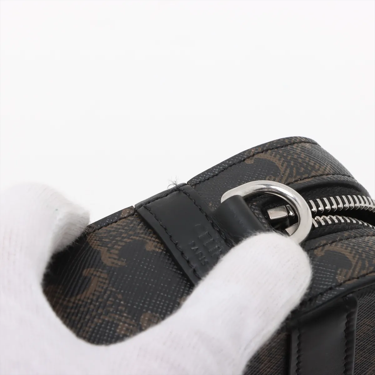 Triomphe Messenger PVC x Leather Shoulder Bag Brown x Black — view 11