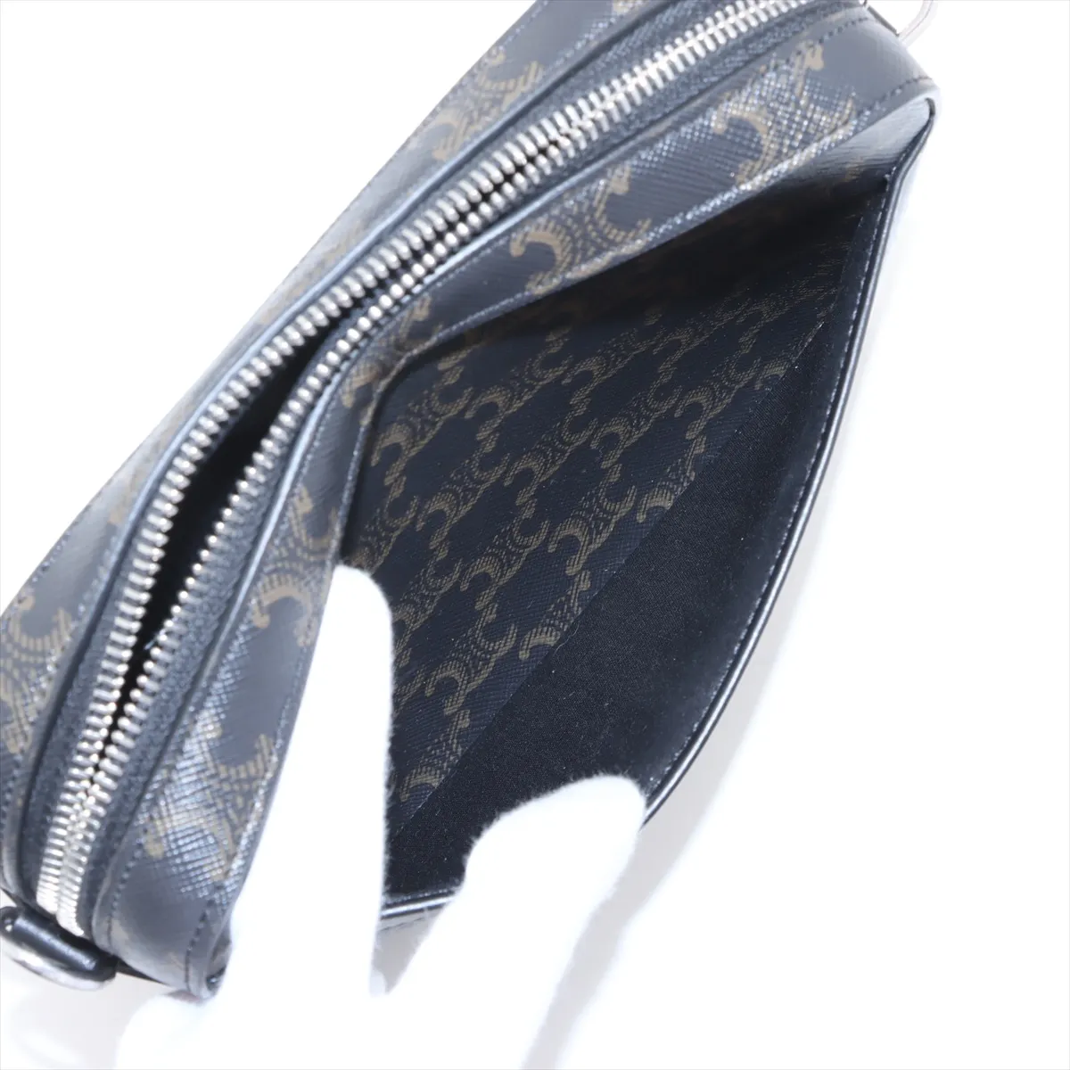 Triomphe Messenger PVC x Leather Shoulder Bag Brown x Black — view 8