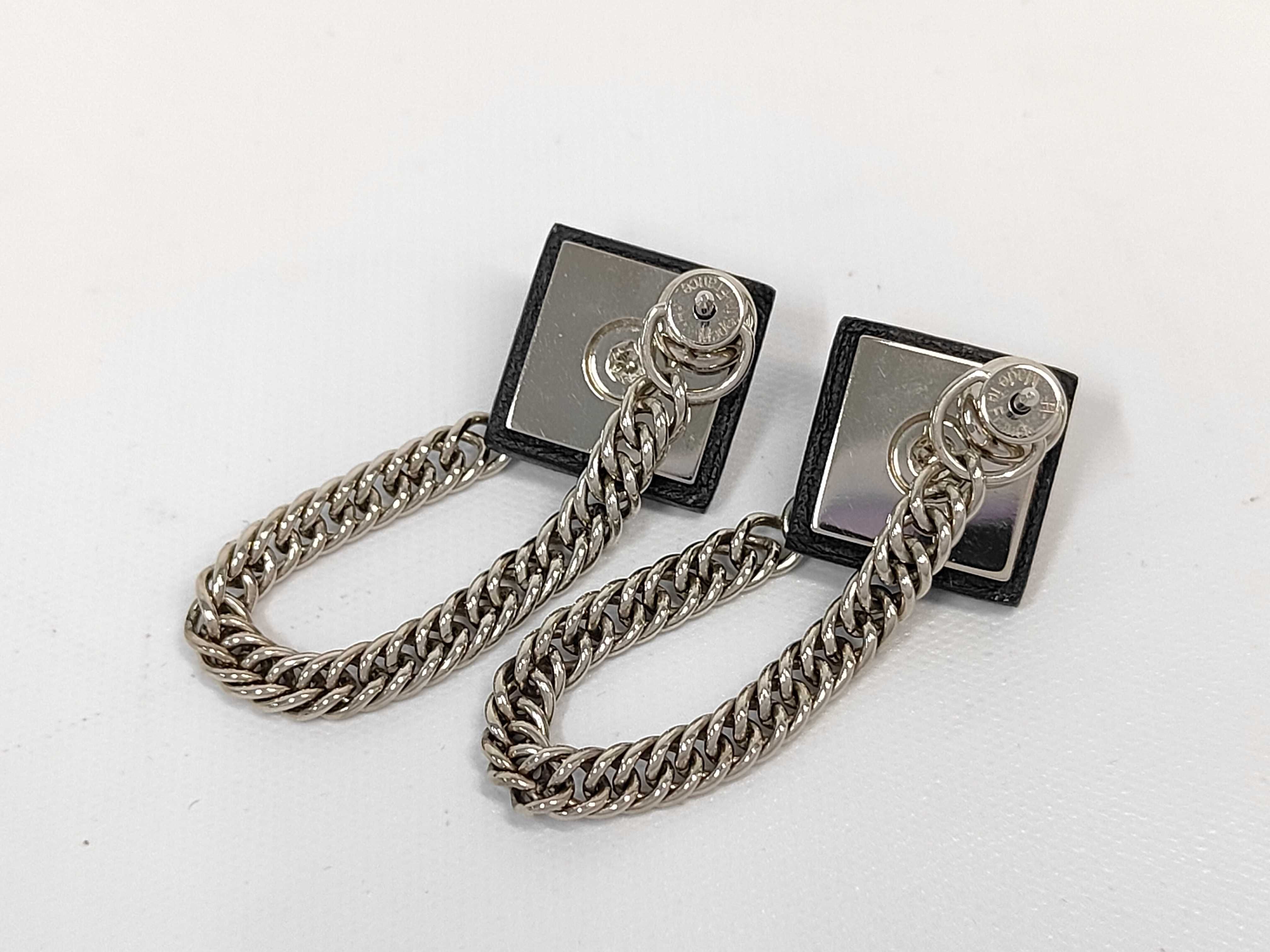 Gourmet Earrings, Black with Silver Hardware, Hermes Earrings — view 2
