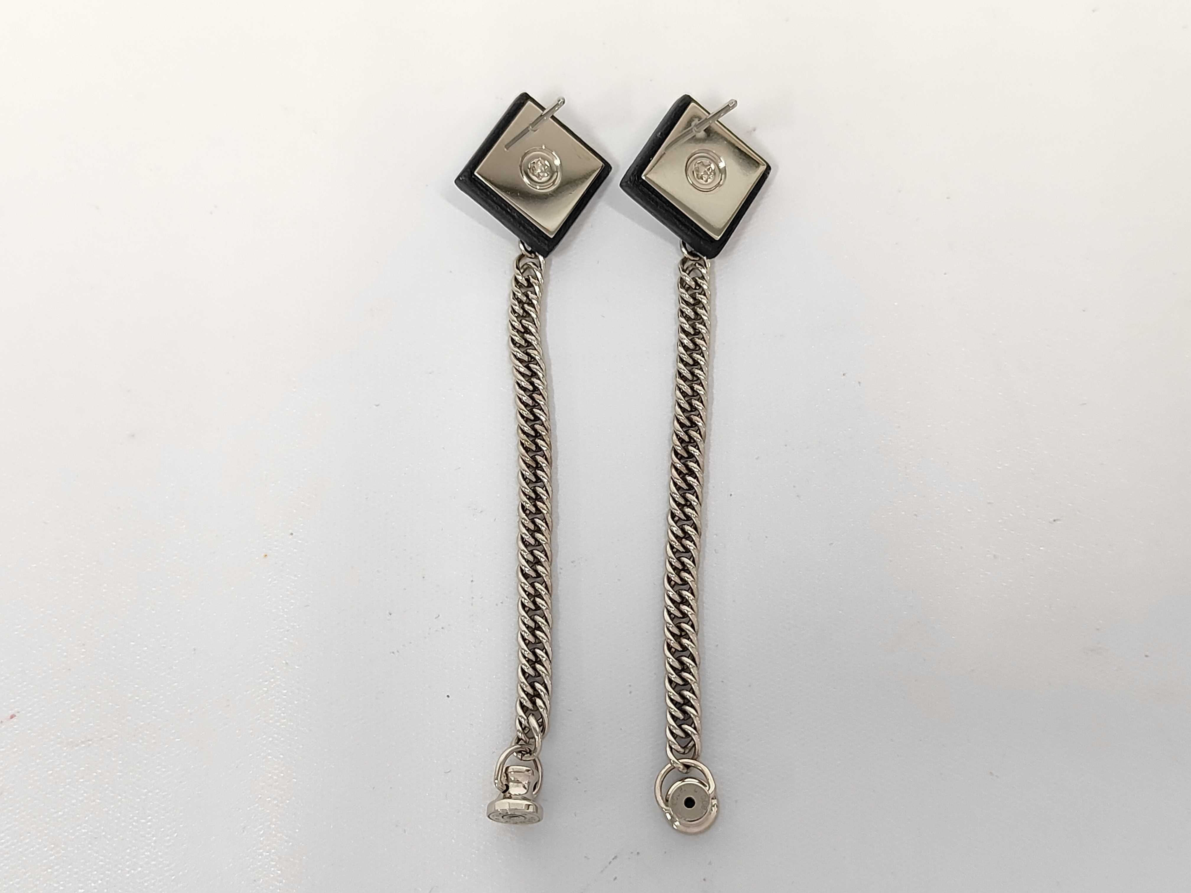 Gourmet Earrings, Black with Silver Hardware, Hermes Earrings — view 3