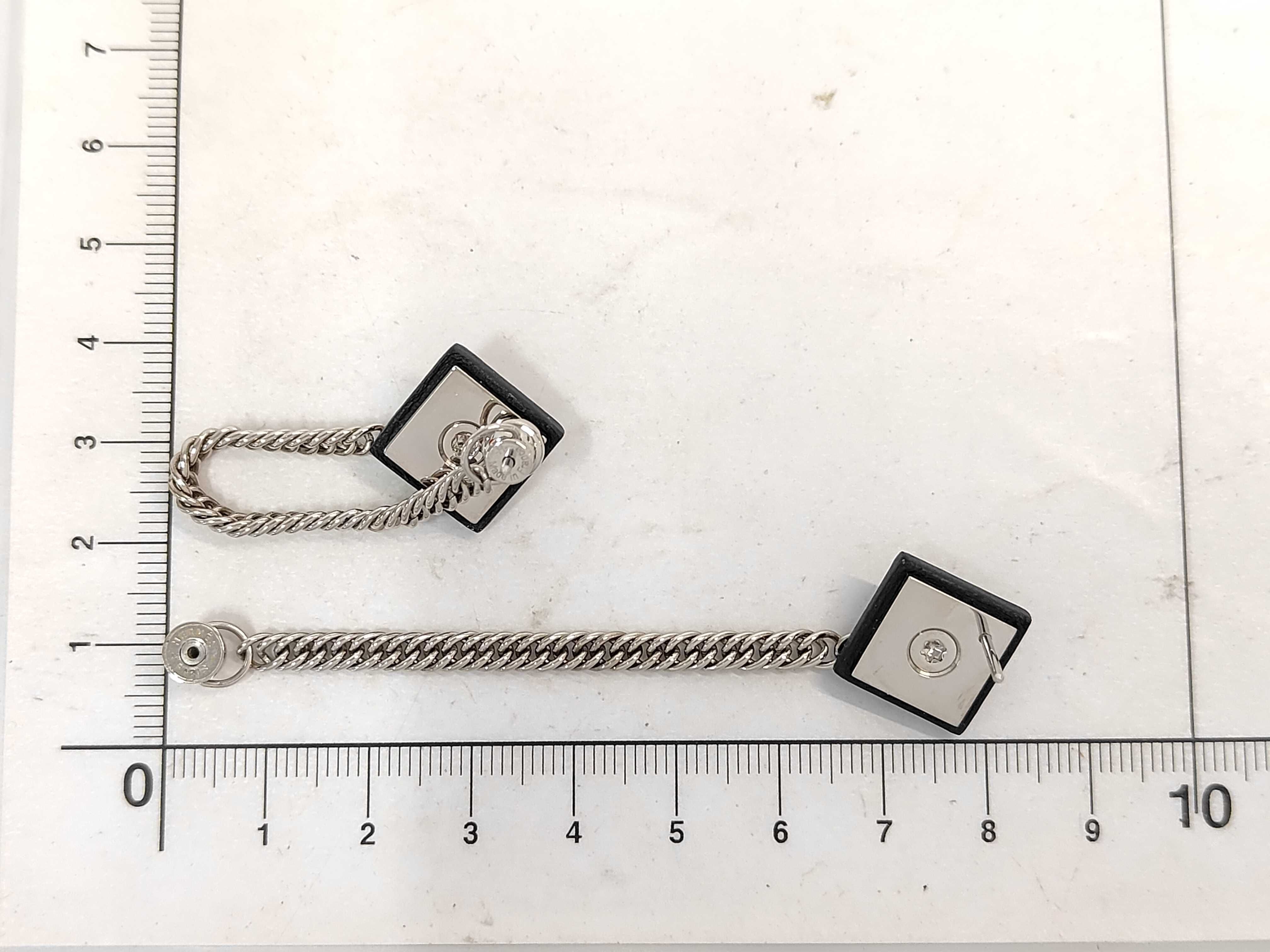 Gourmet Earrings, Black with Silver Hardware, Hermes Earrings — view 6