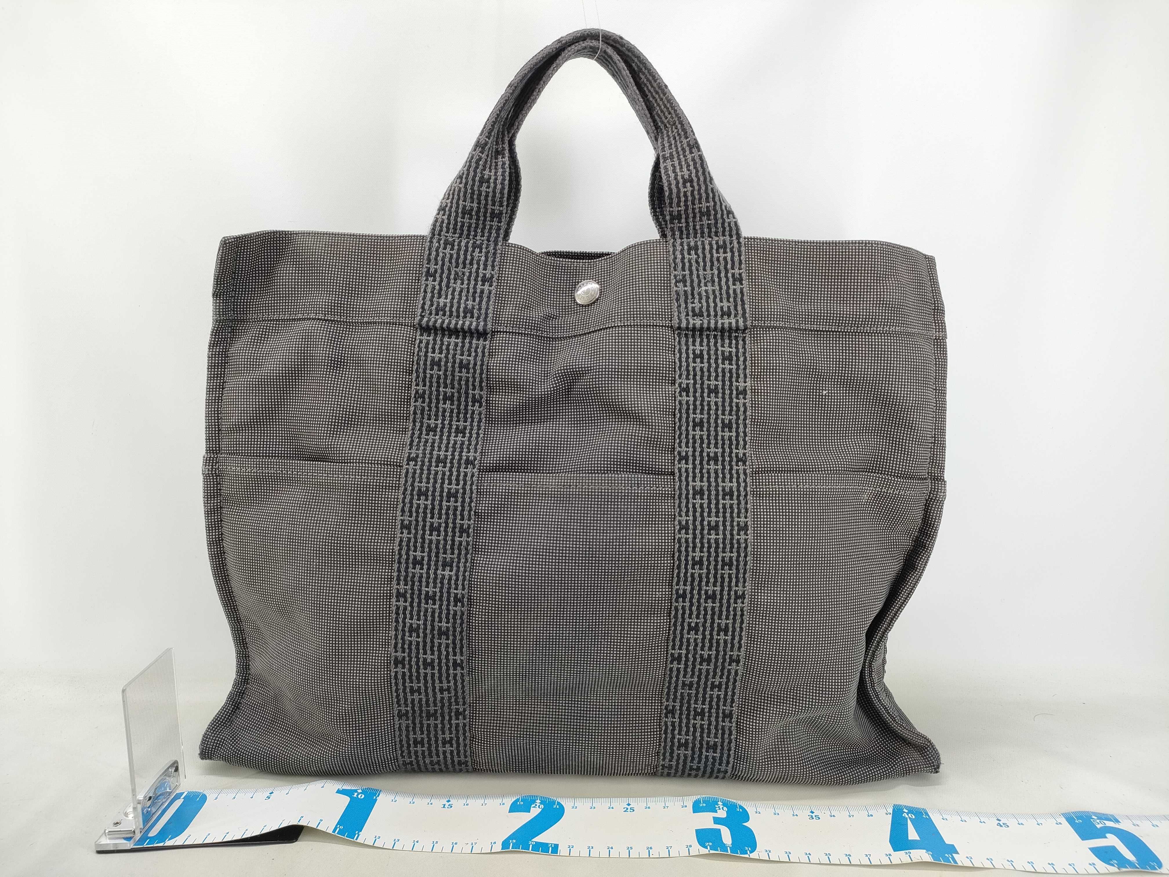 Herline MM Canvas Tote Bag, Gray, Silver Hardware Tote Bag — view 2