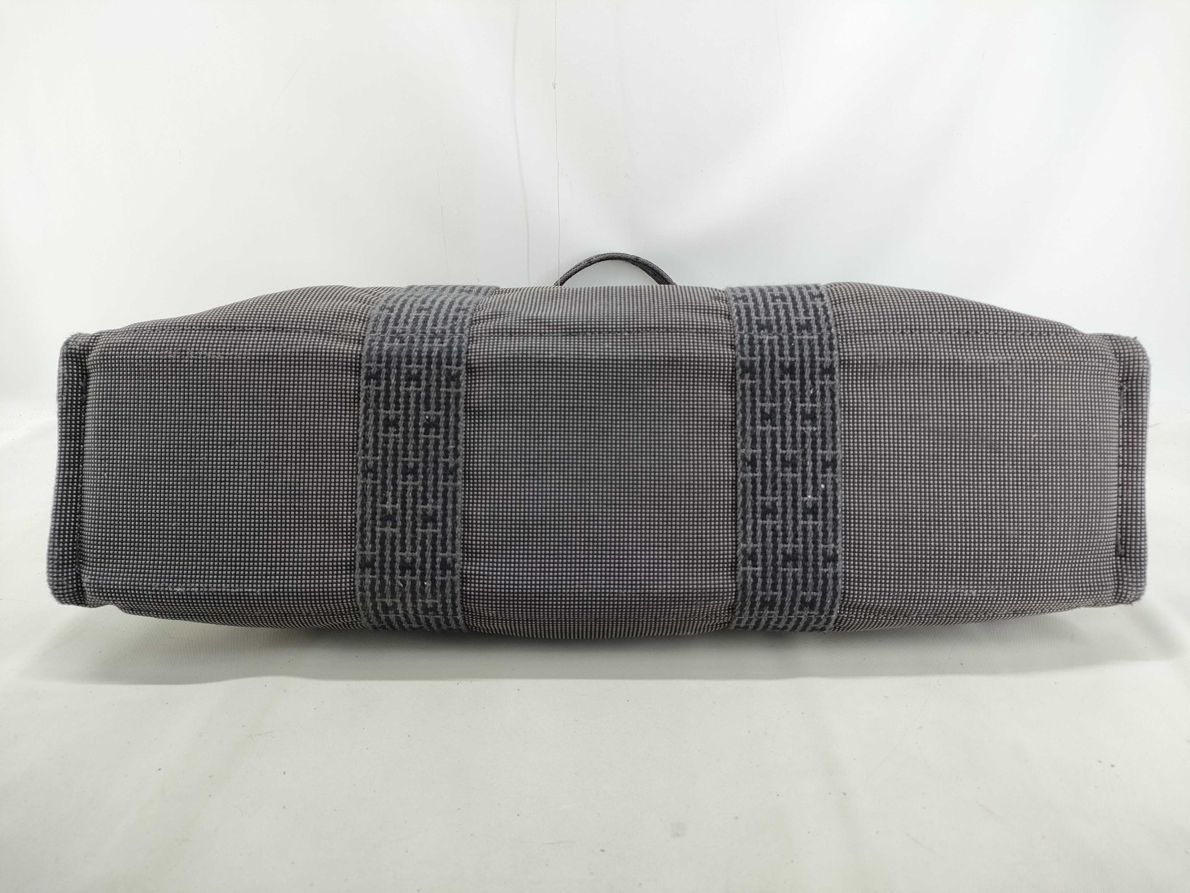 Herline MM Canvas Tote Bag, Gray, Silver Hardware Tote Bag — view 3