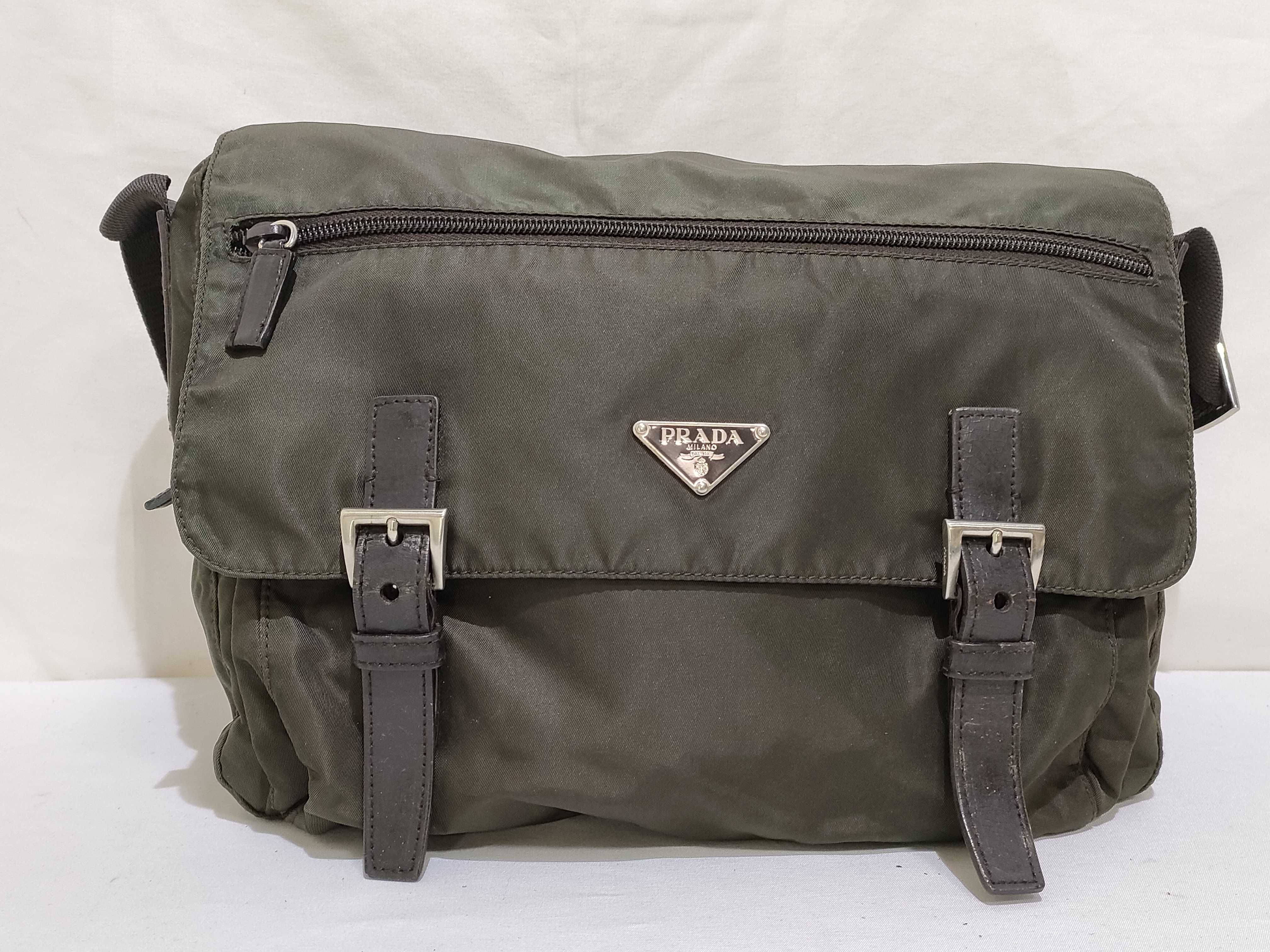 Nylon Shoulder Bag, Khaki Messenger Shoulder Bag