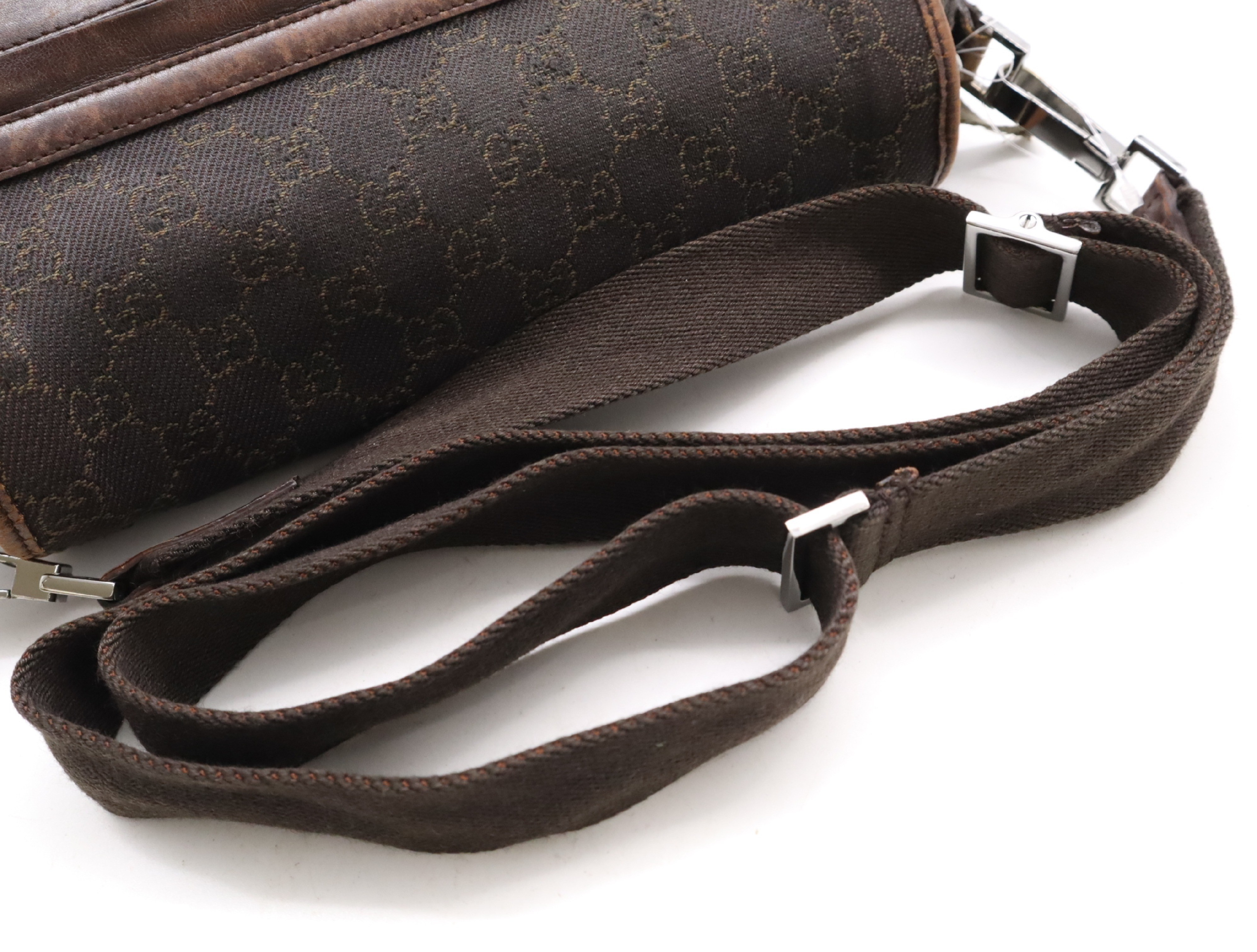 GG canvas shoulder bag brown SV metal fittings — view 9