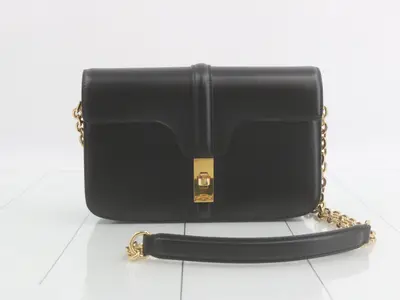 Leather Turnlock Chain Shoulder Bag