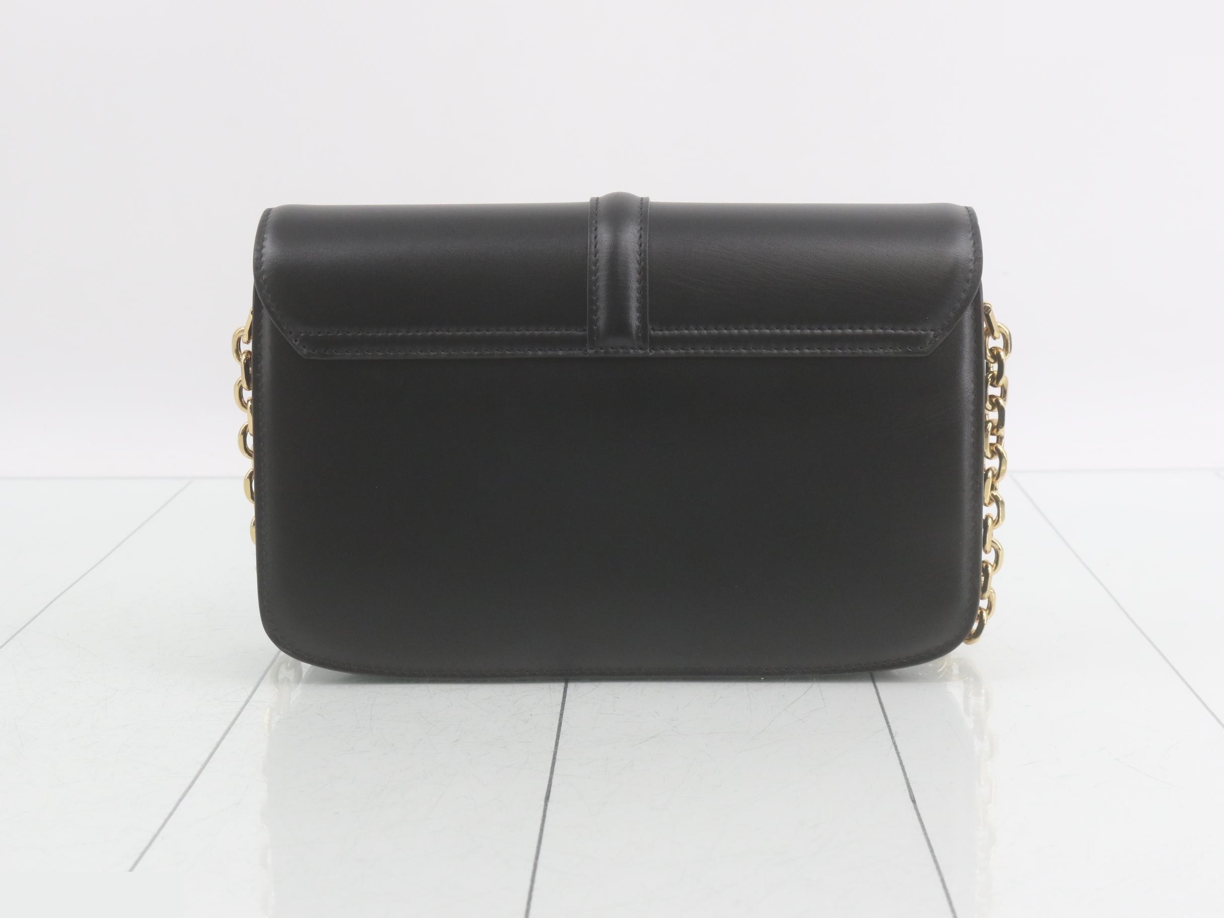 Leather Turnlock Chain Shoulder Bag — view 2