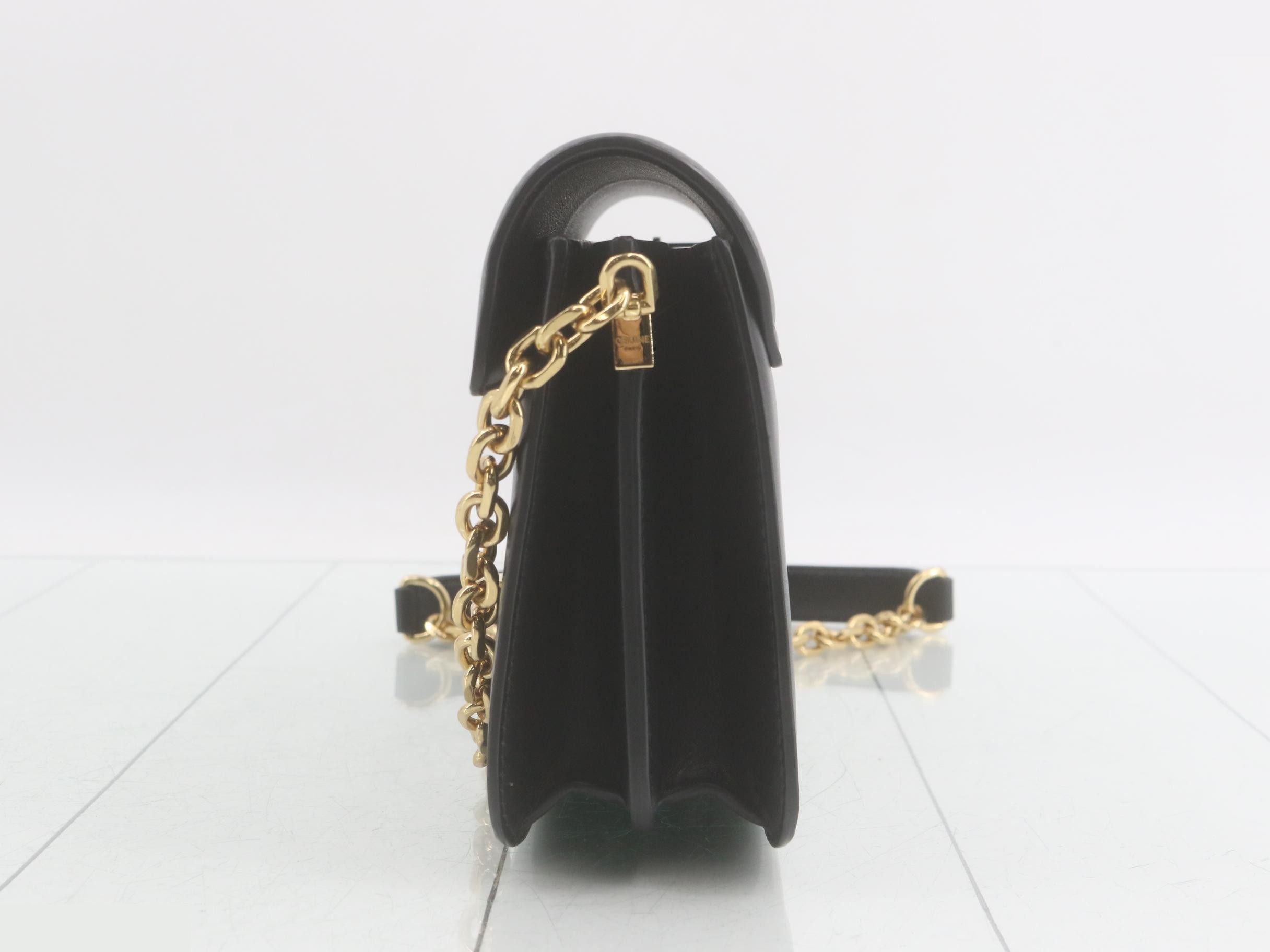 Leather Turnlock Chain Shoulder Bag — view 3