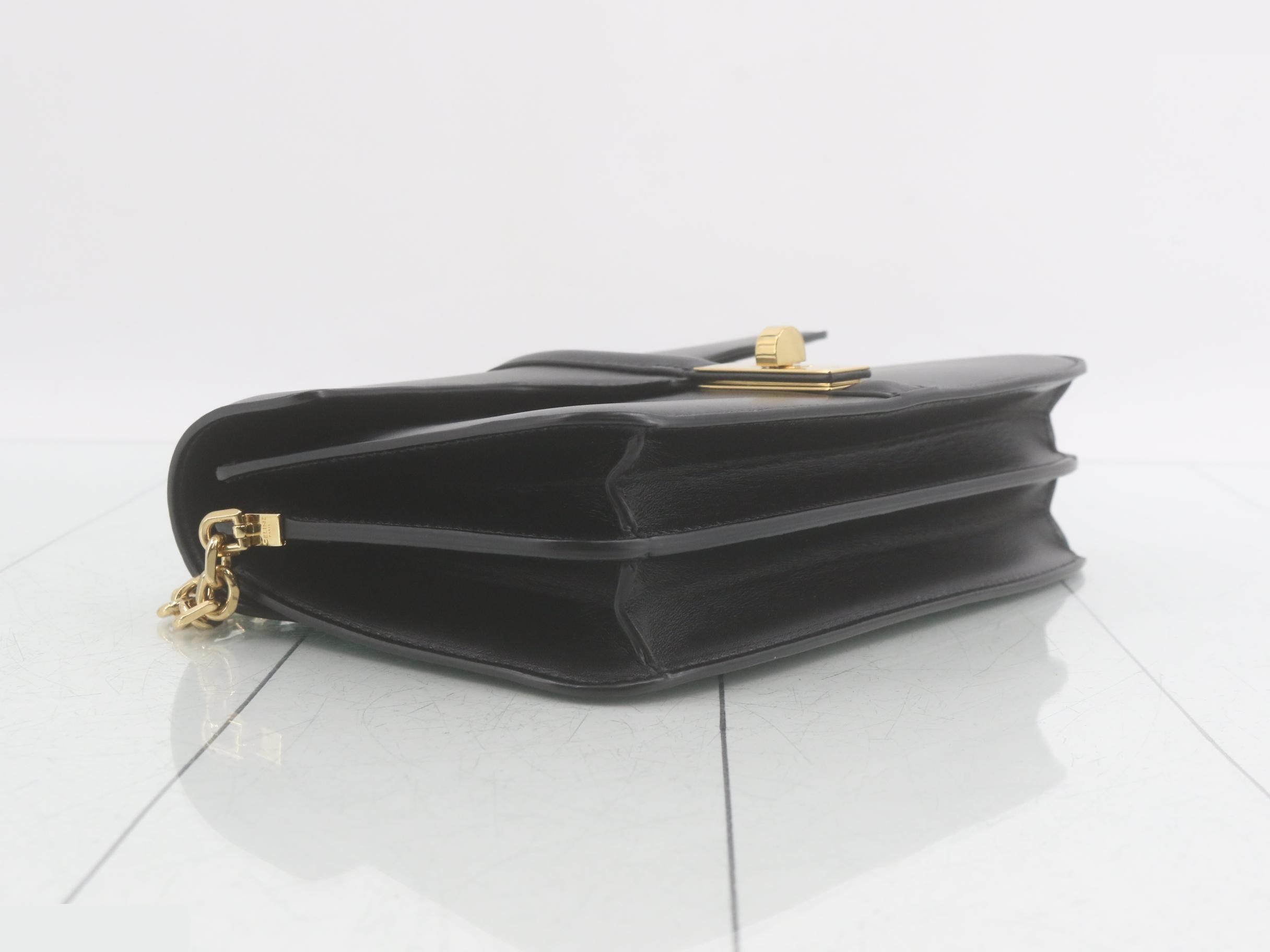 Leather Turnlock Chain Shoulder Bag — view 5