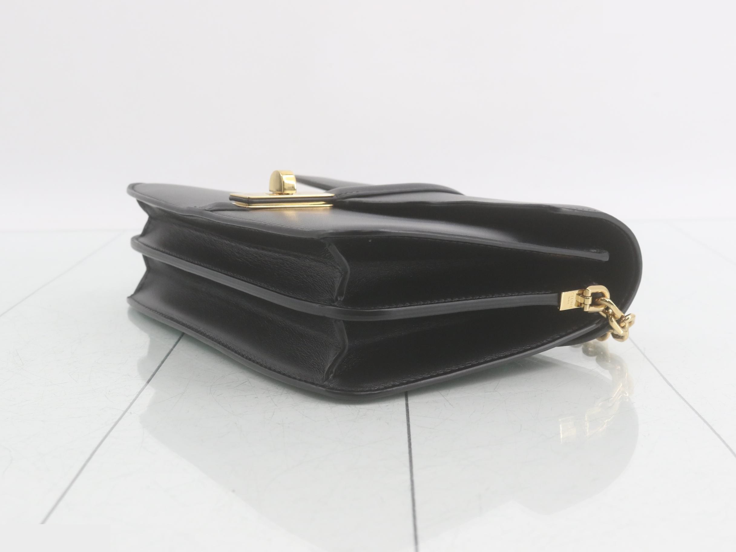 Leather Turnlock Chain Shoulder Bag — view 6