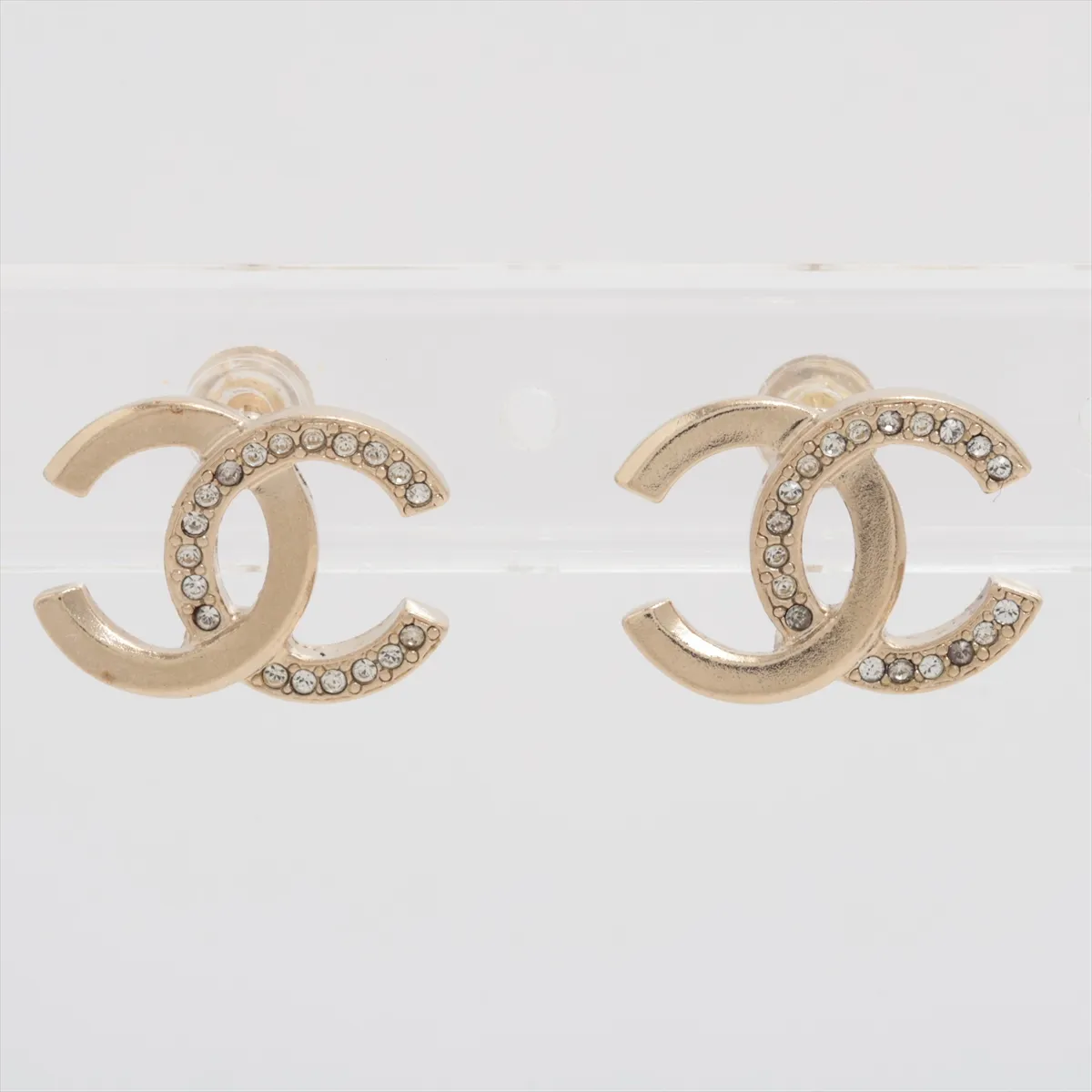 Coco Mark A20B Earrings (Pair) GP x Rhinestone Gold -