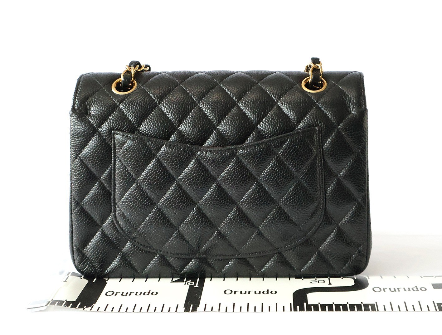Caviar leather Matelassé 23 Double flap Double chain shoulder bag, black — view 2