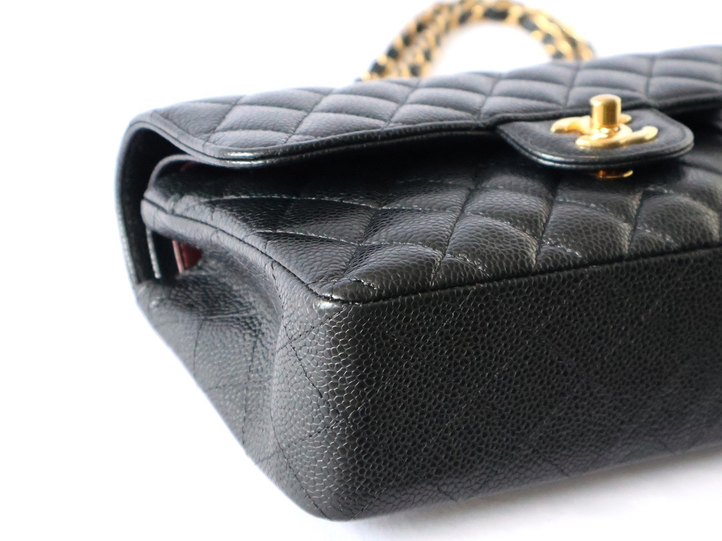 Caviar leather Matelassé 23 Double flap Double chain shoulder bag, black — view 3