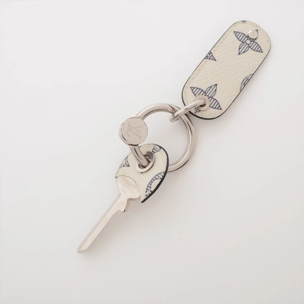 MP2035 Monogram Lock Charm, Metal, Silver. Shows signs of wear: — view 2