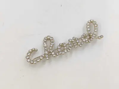 Chanel Barrette B20V Logo Rhinestone Pearl Hair Accessory