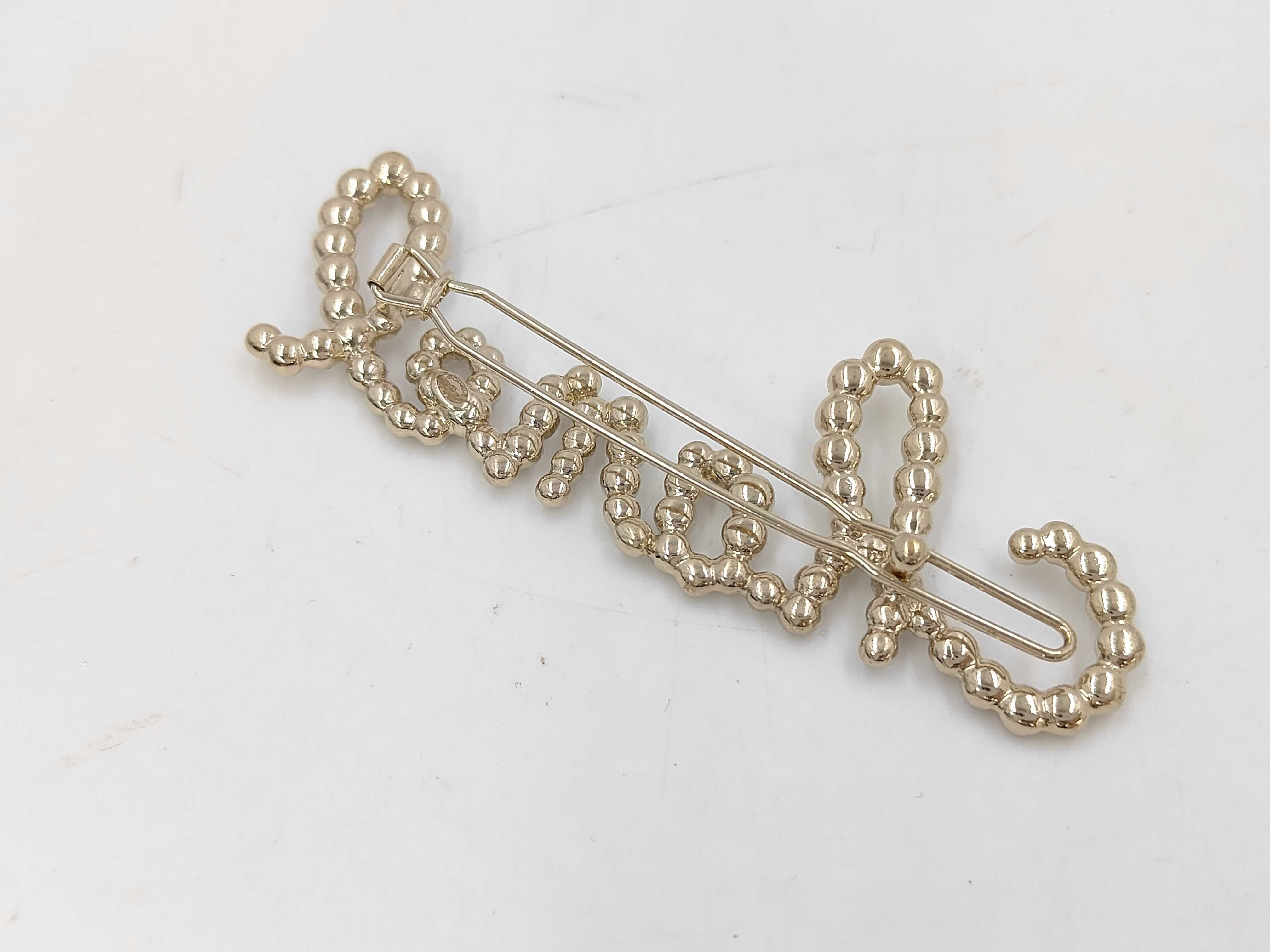 Chanel Barrette B20V Logo Rhinestone Pearl Hair Accessory — view 2