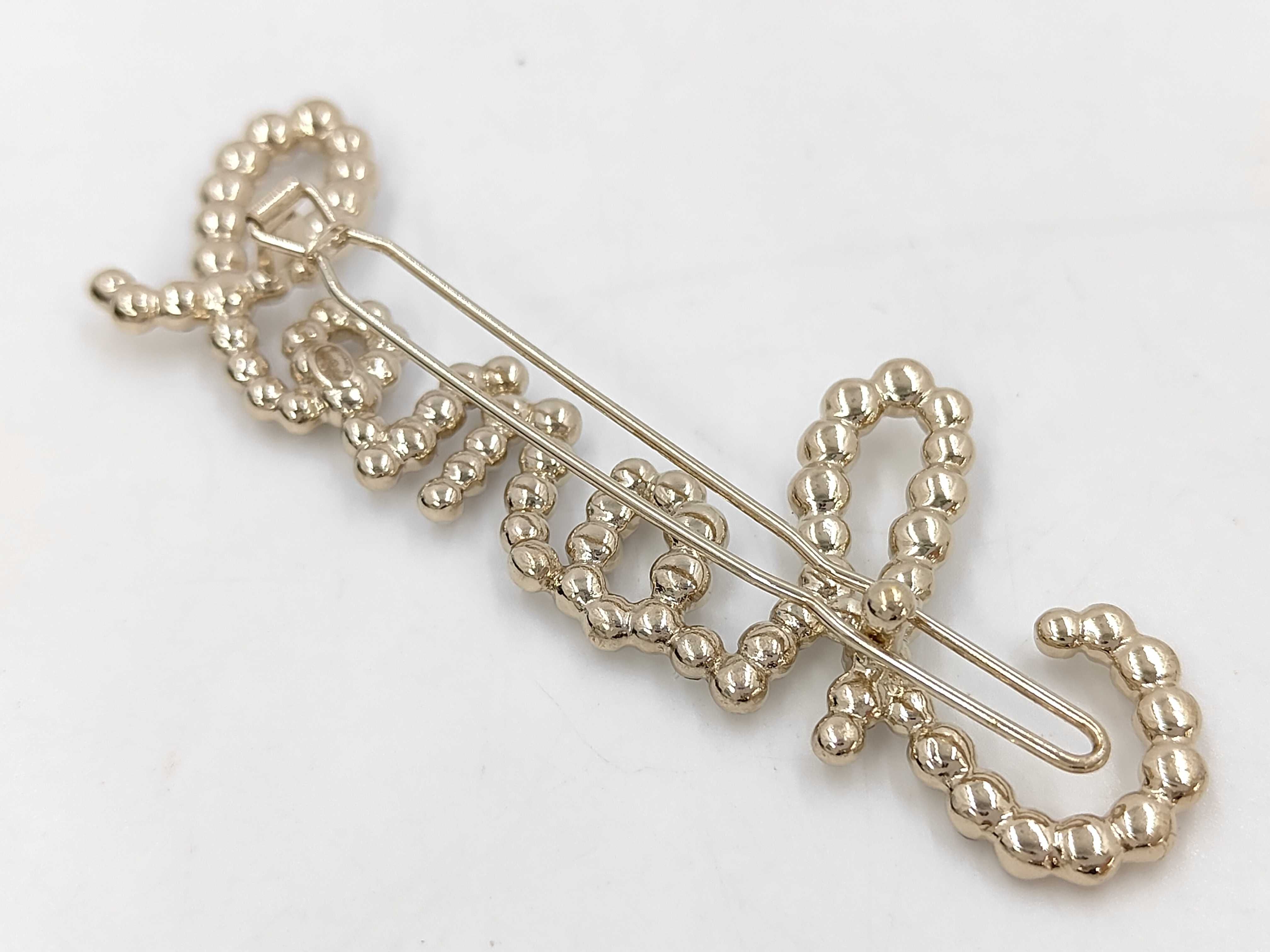 Chanel Barrette B20V Logo Rhinestone Pearl Hair Accessory — view 3