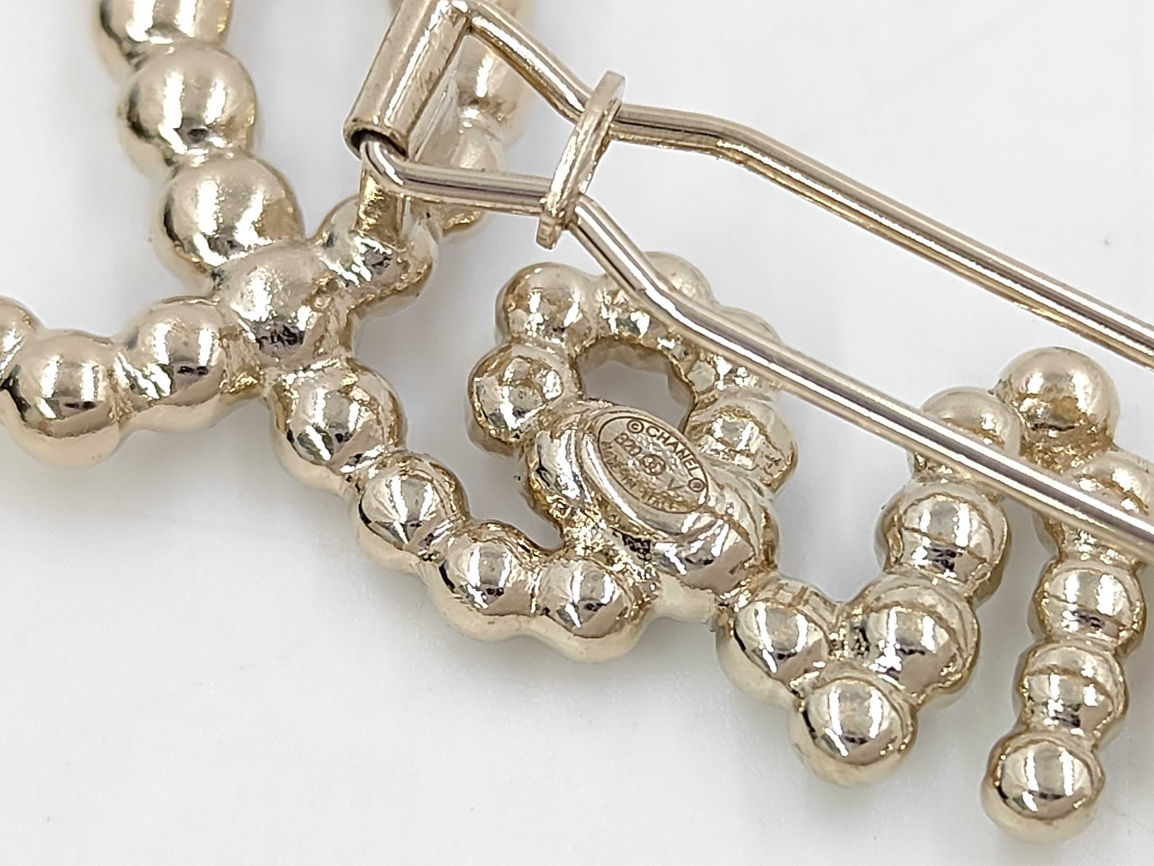 Chanel Barrette B20V Logo Rhinestone Pearl Hair Accessory — view 4