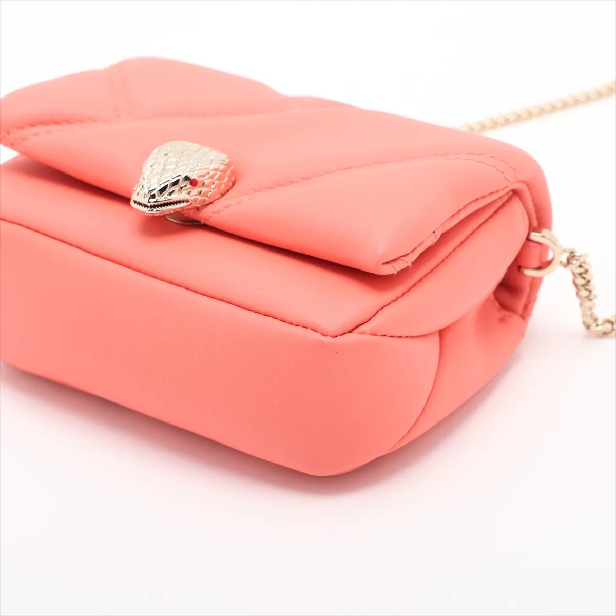 Serpenti Cabochon Leather Chain Shoulder Bag Pink — view 3