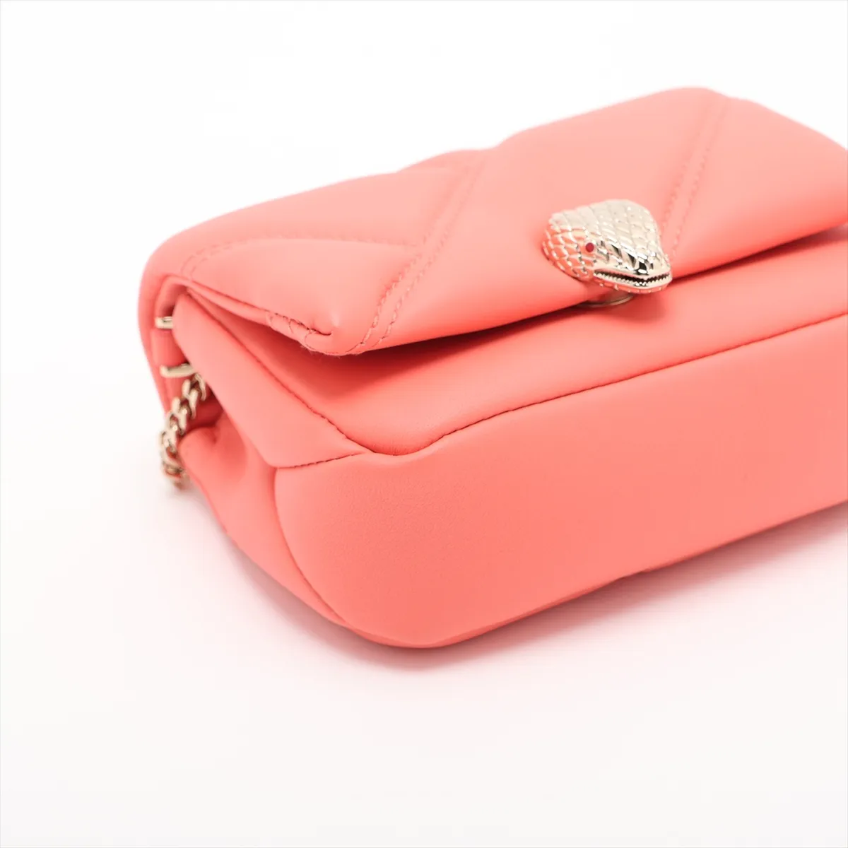 Serpenti Cabochon Leather Chain Shoulder Bag Pink — view 4