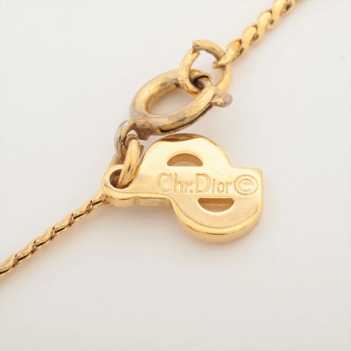 necklace, GP x rhinestones, gold, — view 4