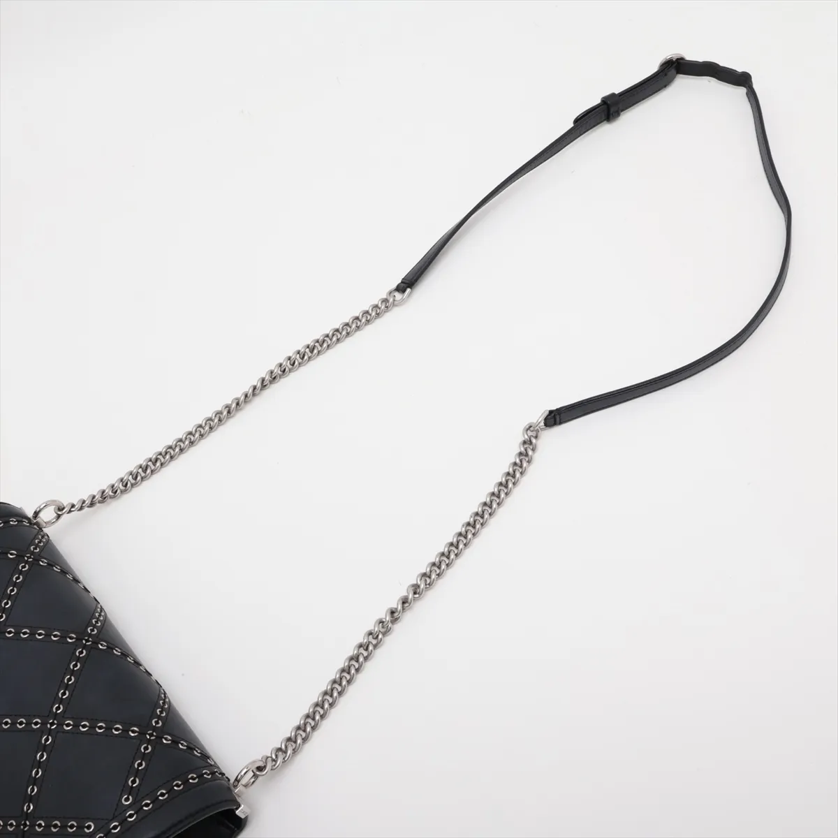 Matelassé Lambskin Chain Shoulder Bag, Coco Eyelet, Black, Silver Hardware, 25140582 (Serial Number 25) — view 5