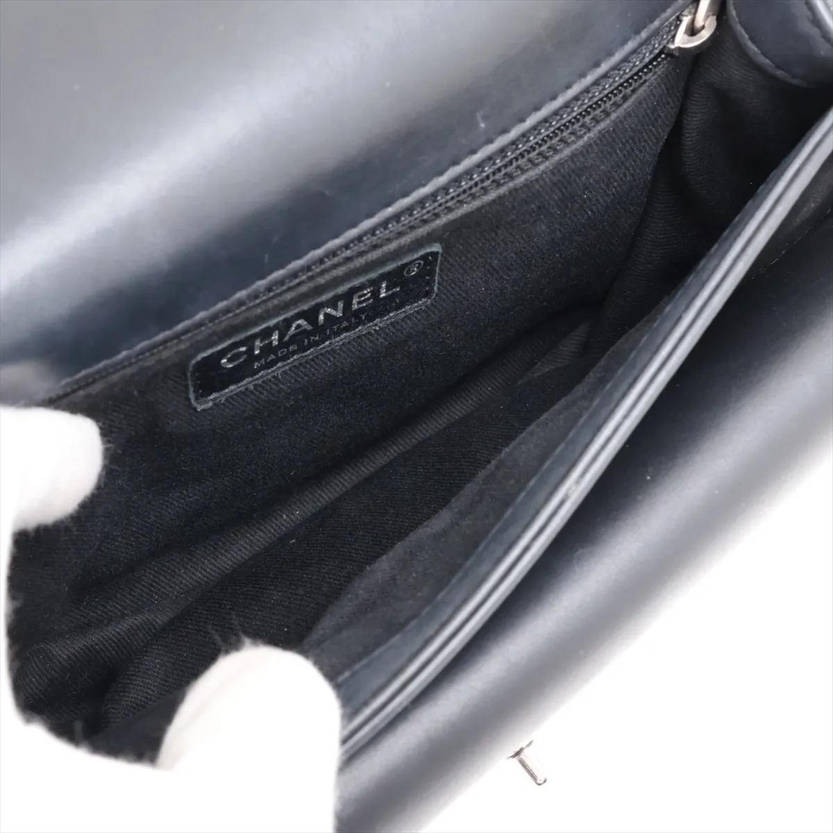 Matelassé Lambskin Chain Shoulder Bag, Coco Eyelet, Black, Silver Hardware, 25140582 (Serial Number 25) — view 6
