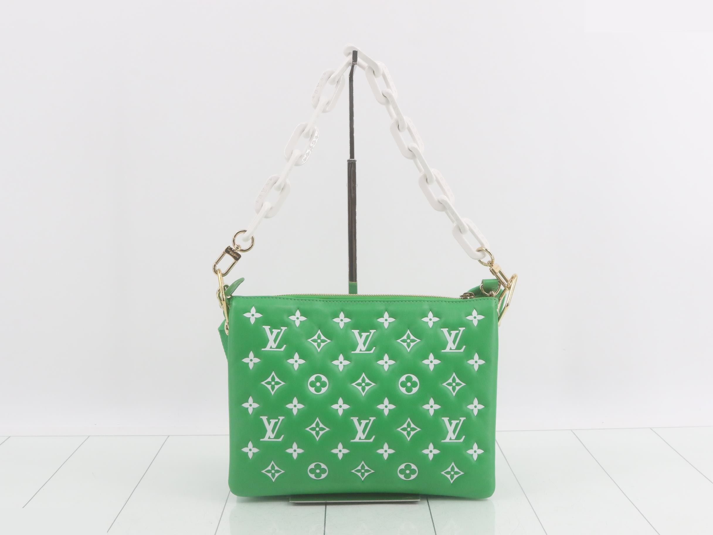 Embossed Couch Monogram Green Shoulder Bag — view 2