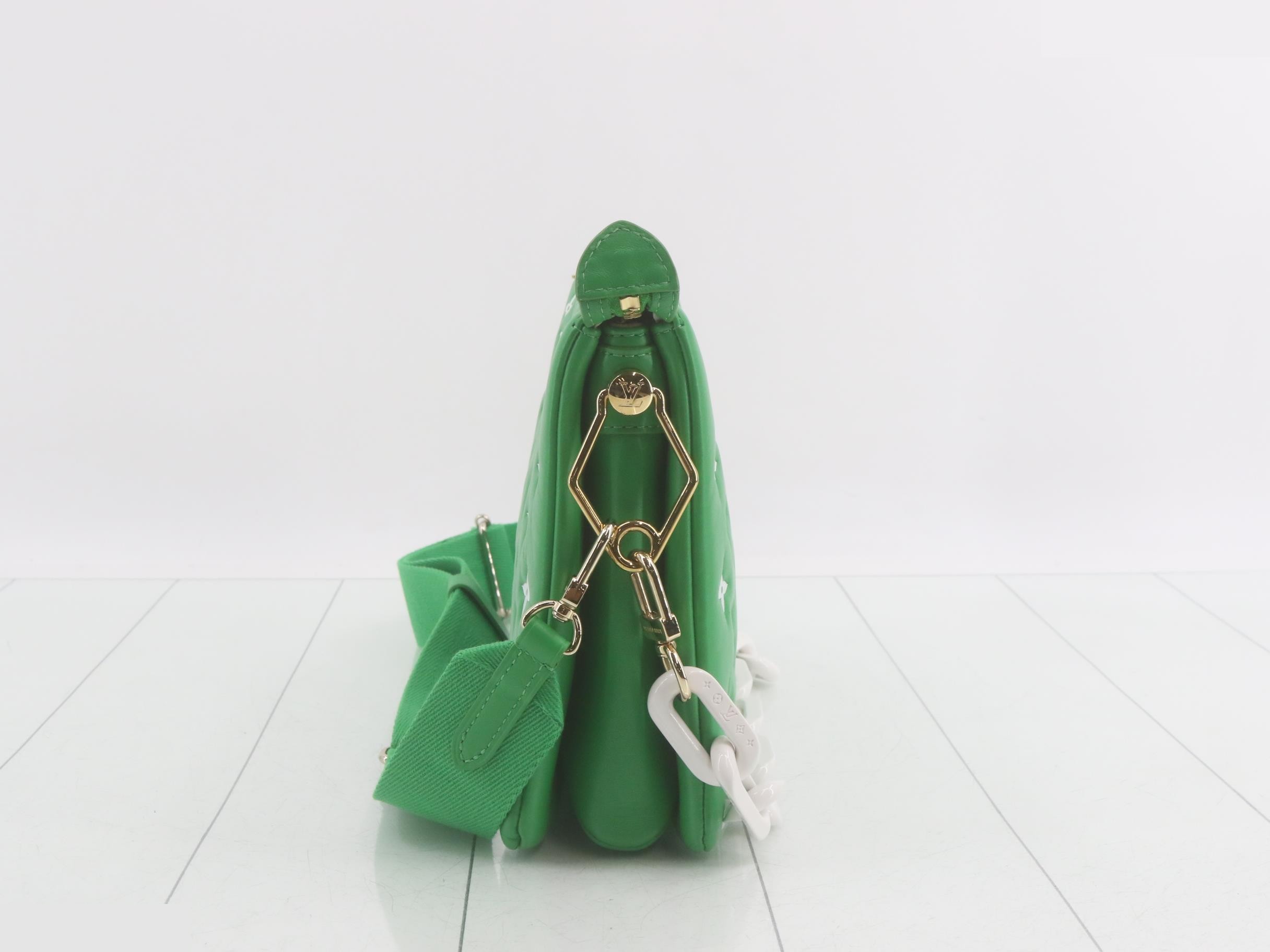 Embossed Couch Monogram Green Shoulder Bag — view 3