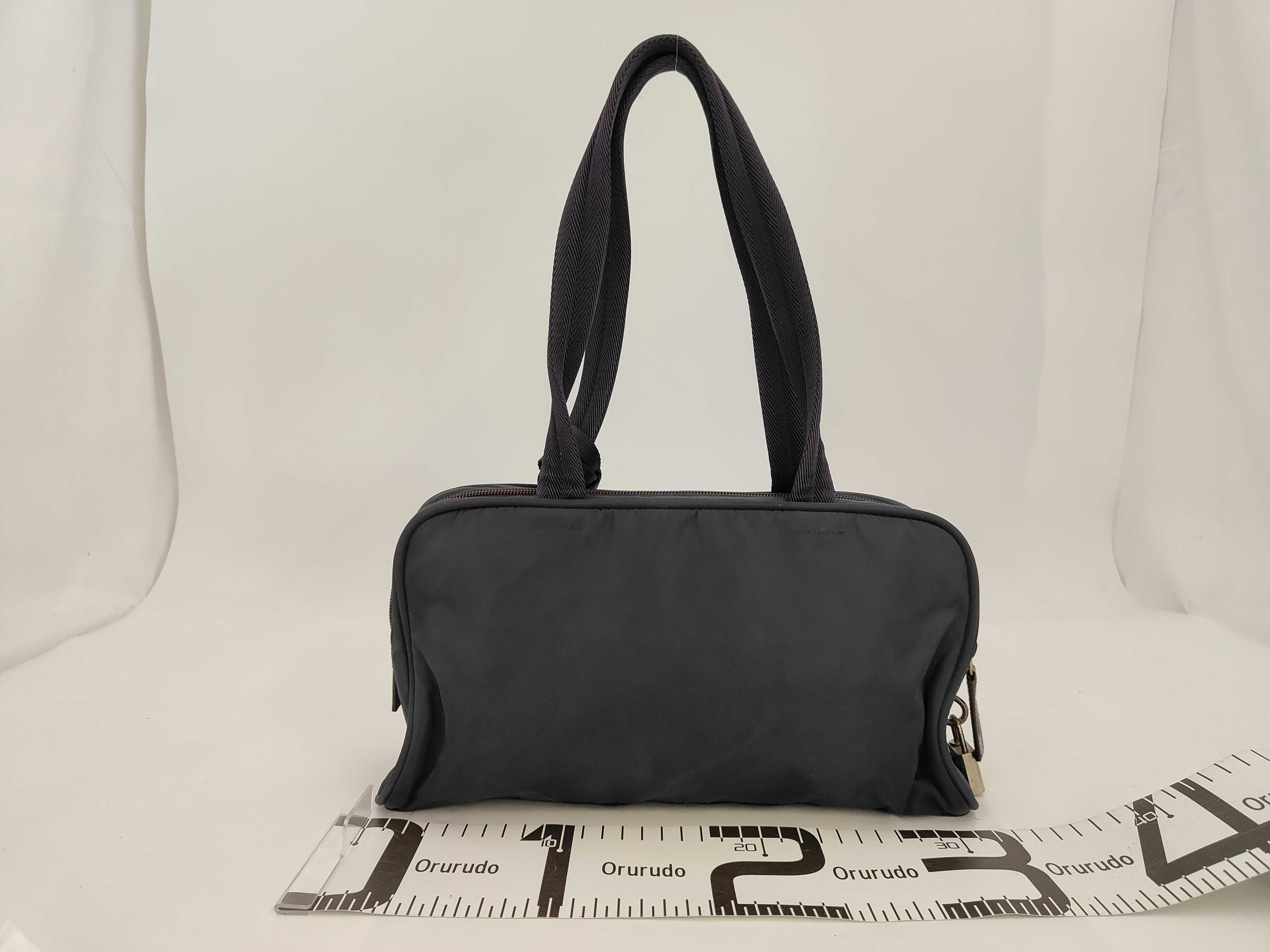 tote bag, triangular logo, Tessuto nylon, navy, shoulder bag — view 2