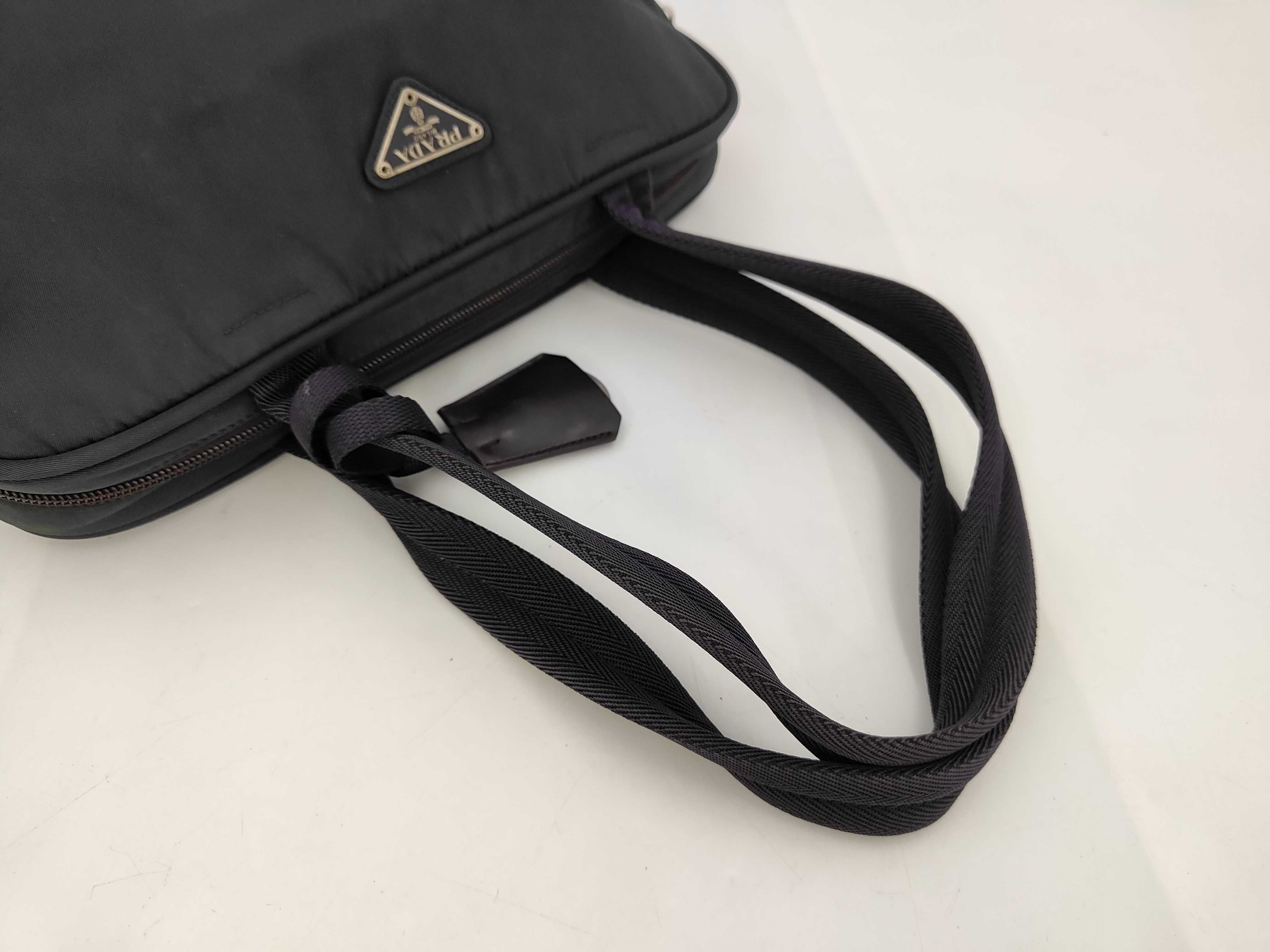 tote bag, triangular logo, Tessuto nylon, navy, shoulder bag — view 3